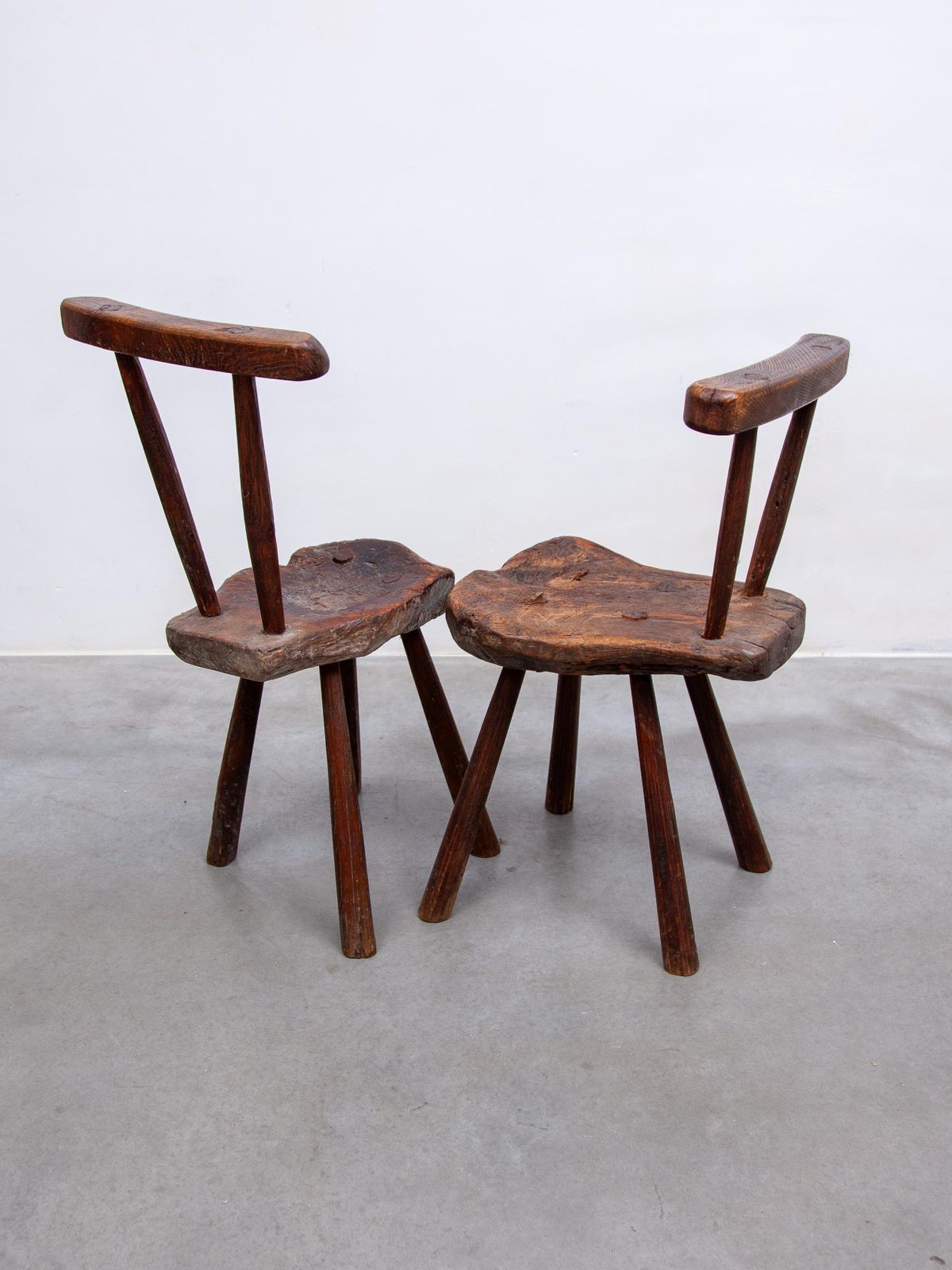 Brutalist Country Style Solid Wooden Chairs Hand Crafted 19th Century Auvergne photo 1515.0