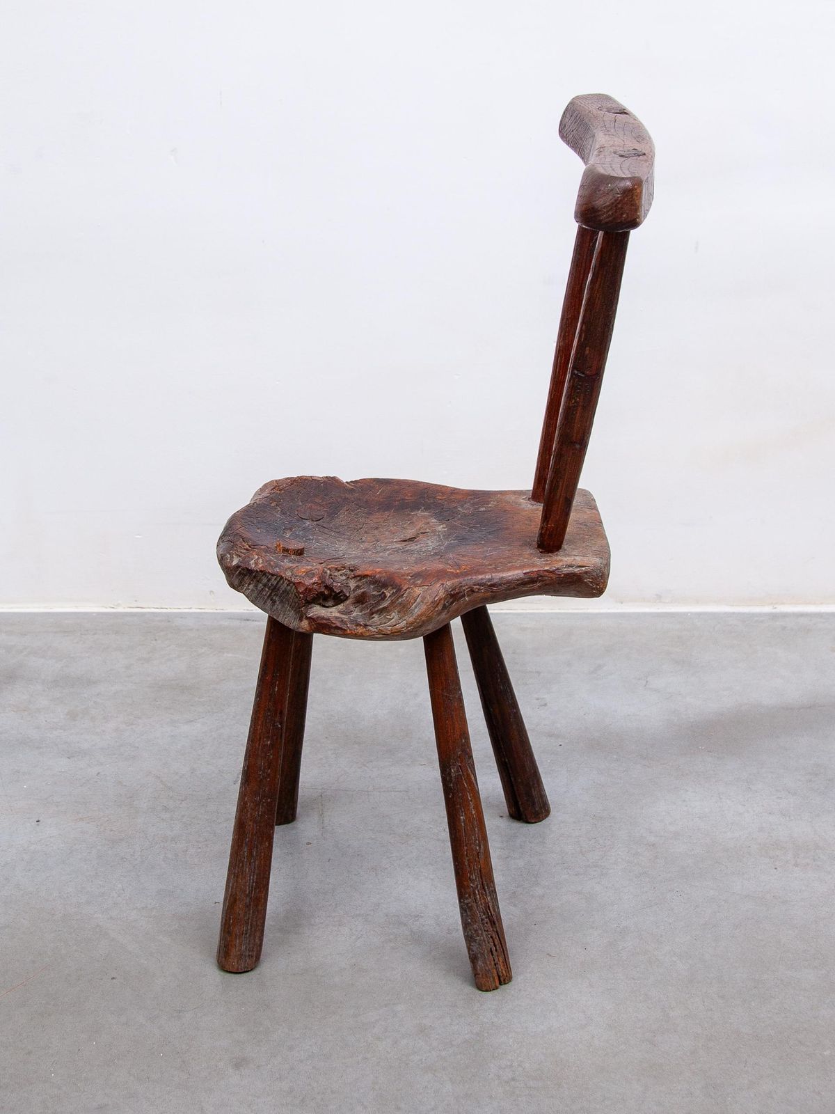 Brutalist Country Style Solid Wooden Chairs Hand Crafted 19th Century Auvergne photo buy