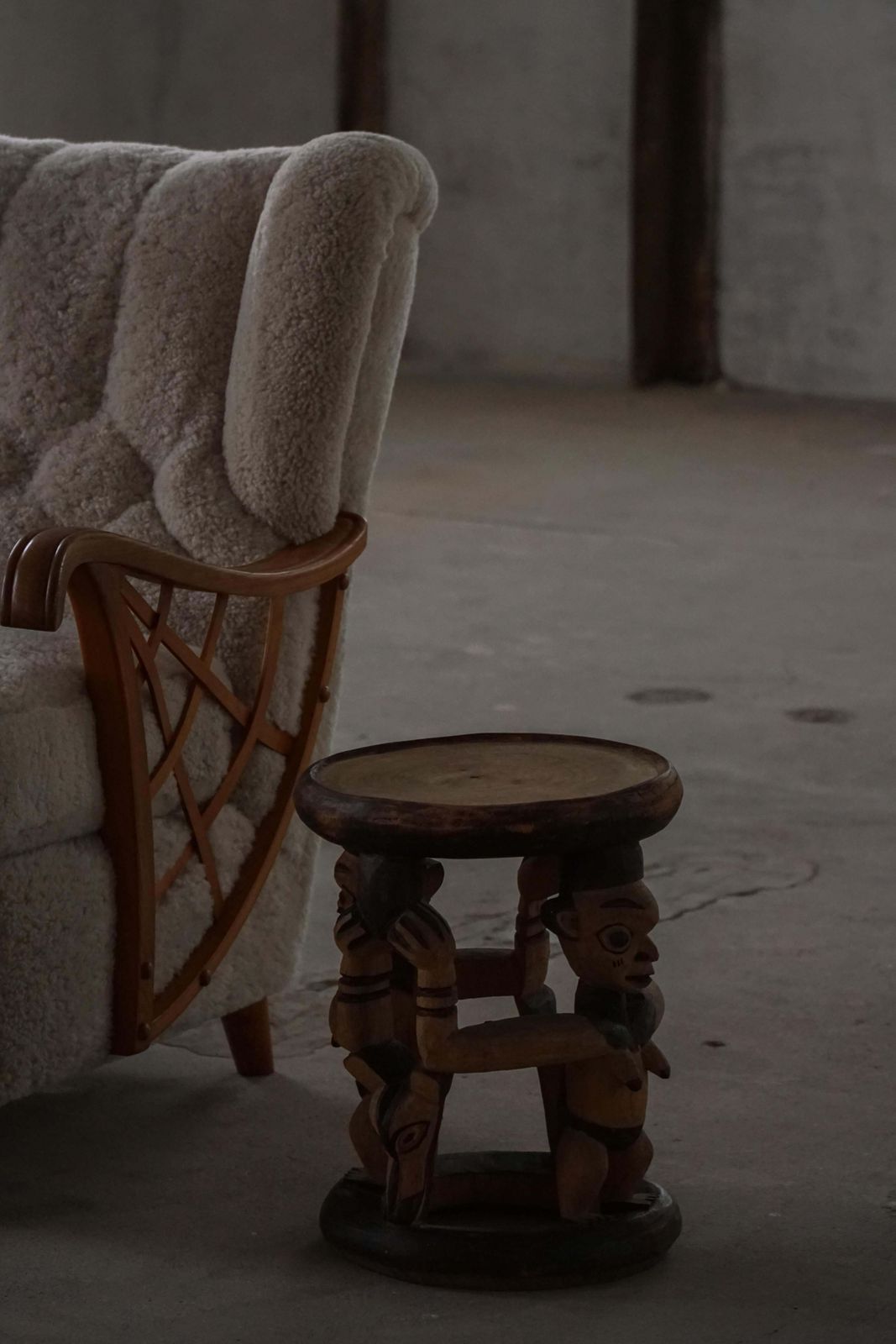photo for sale Decorative Carved African Hardwood Stool / Tribal Art Piece, Mid 20th Century