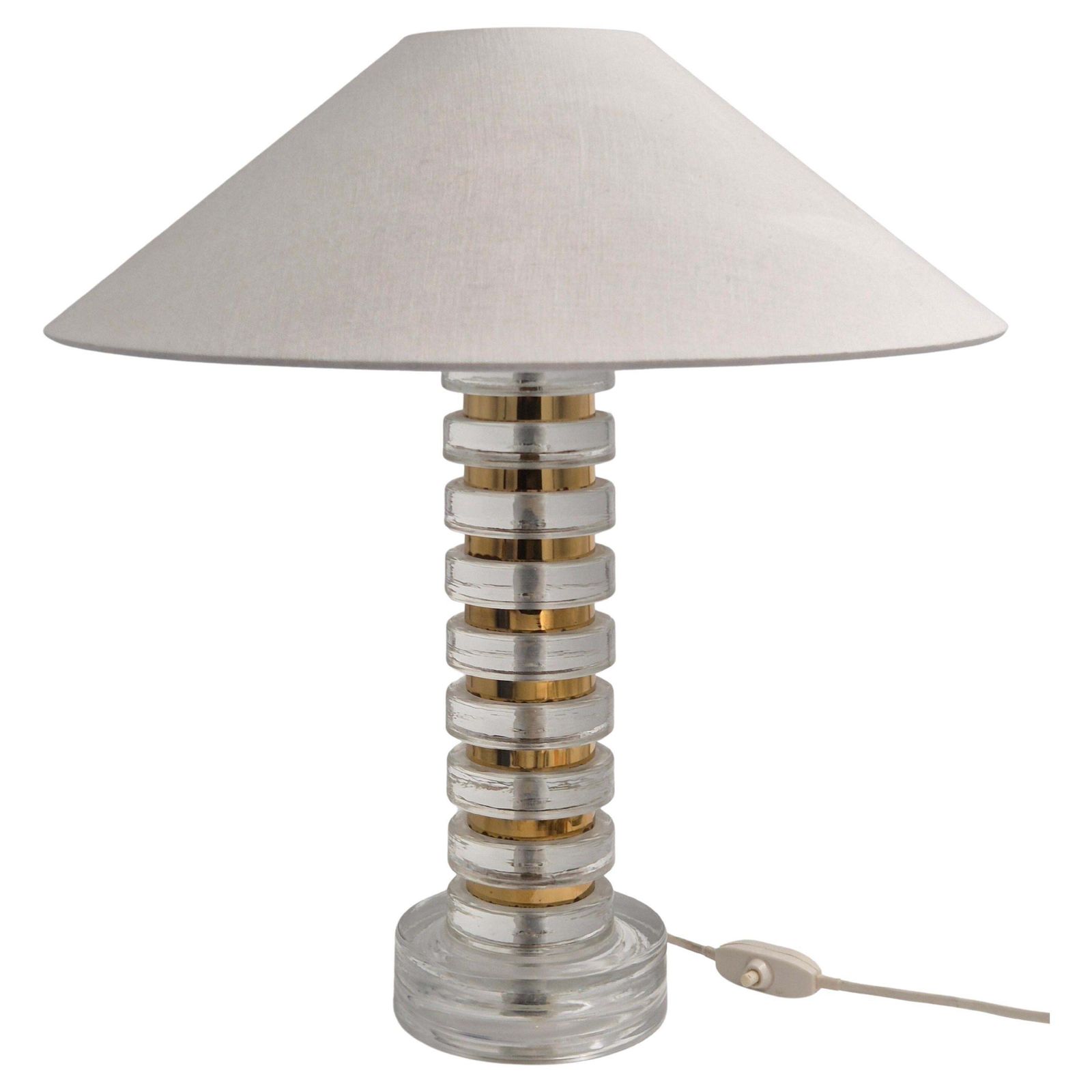 Rare Scandinavian / Midcentury Modern Table Lamp With Orrefors Glass And Brass