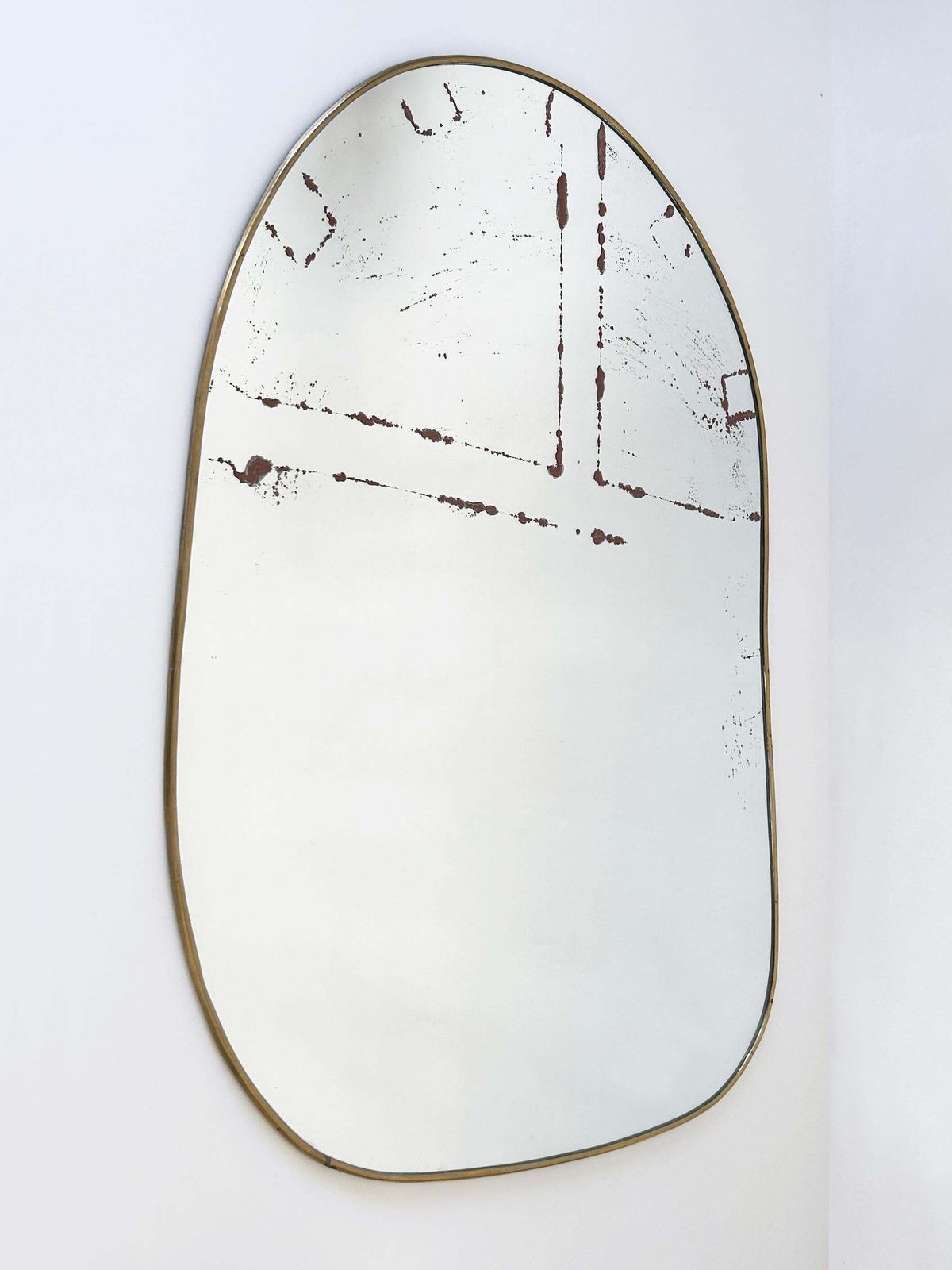 Decorative Mid Century Modern Asymmetric Wall Mounted Mirror Germany 1950s photo vinterior