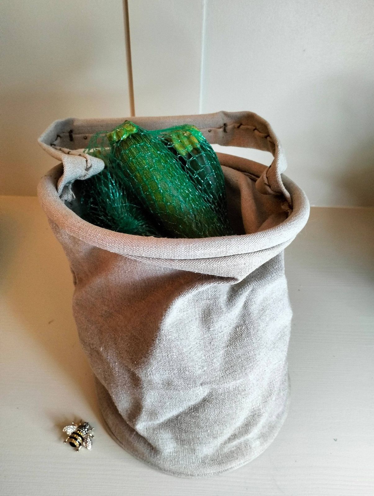 French Ww2 Hessian Water Bucket   Rustic Farmhouse Hanging Planter   Country Kitchen Veg Storage Container