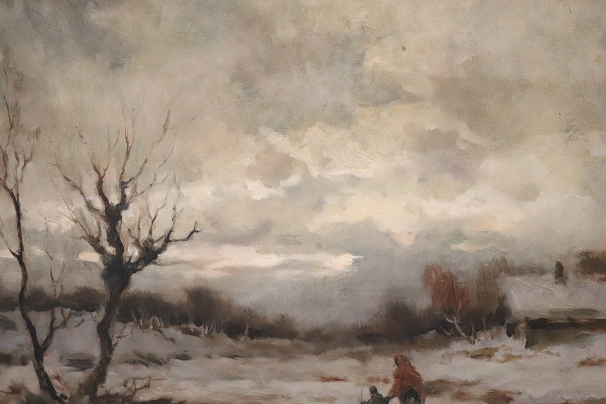 Winter Landscape, Oil Painting On Canvas, Early 20th Century, Framed photo buy