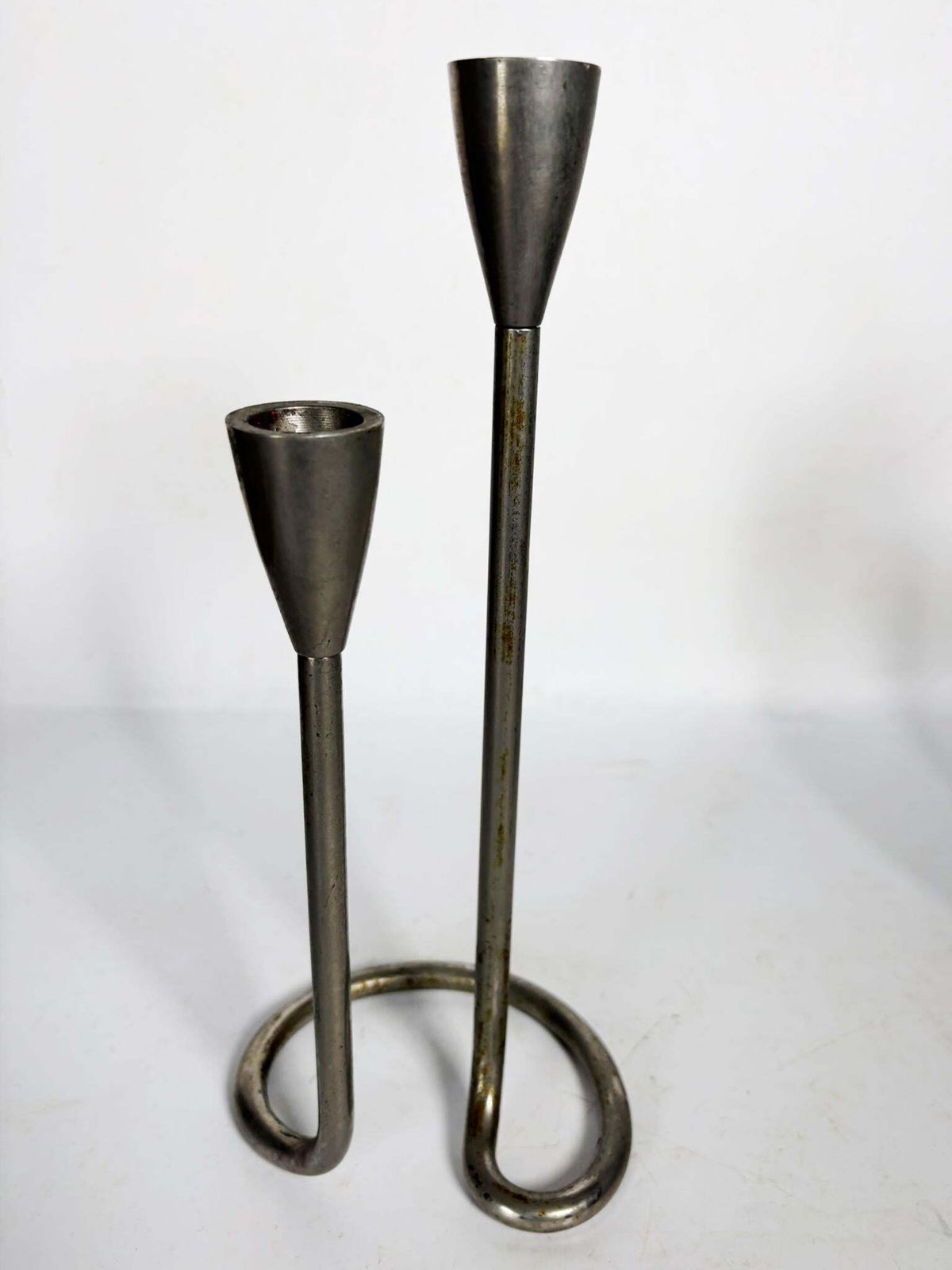 photo furniture Pair Of Scandinavian Metal Candlesticks, 1960