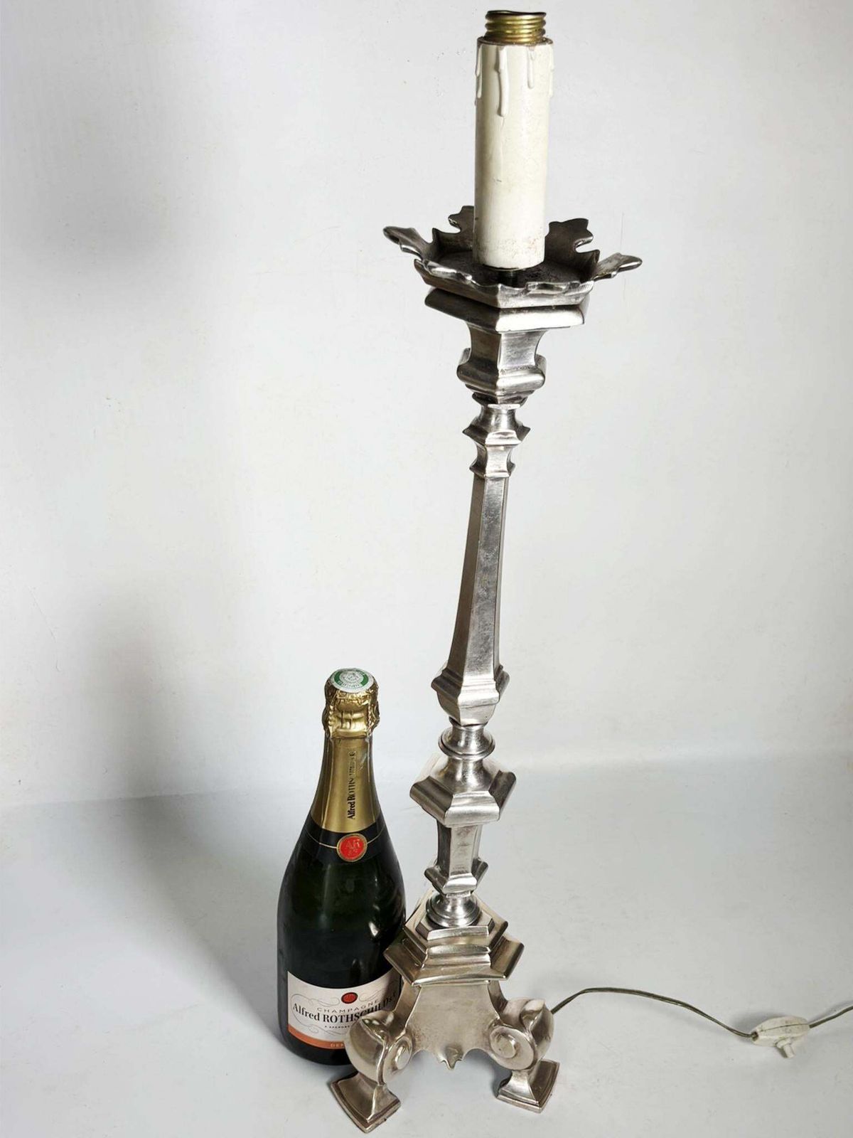 Metal Candelabra Lamp, France, 1970 photo for sale