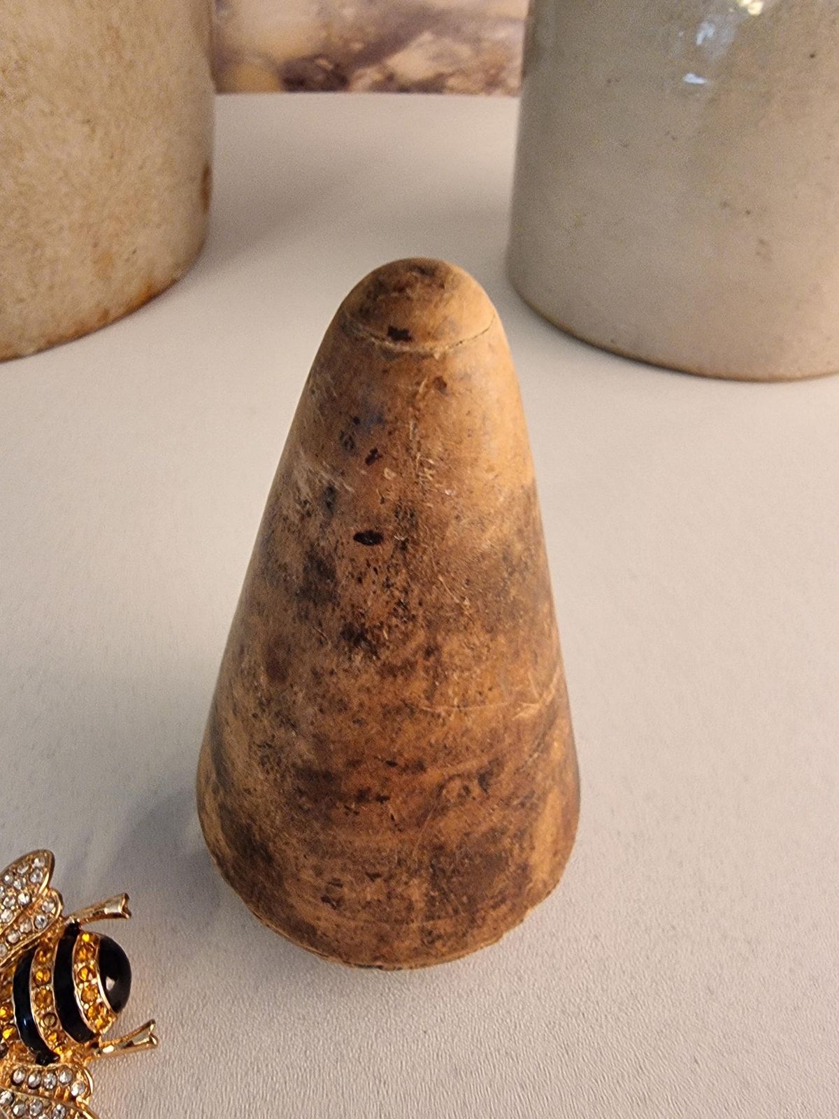 Antique Wooden Conical Pestle   French Apothecary Decor
