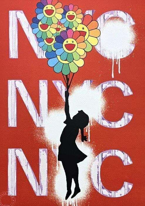 Death Nyc   Banksy Flying Balloon Girl, Nyc And Murakami   Limited Edition With Certificate photo for sale