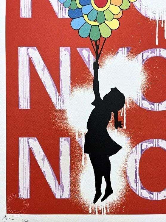 Death Nyc   Banksy Flying Balloon Girl, Nyc And Murakami   Limited Edition With Certificate photo Art