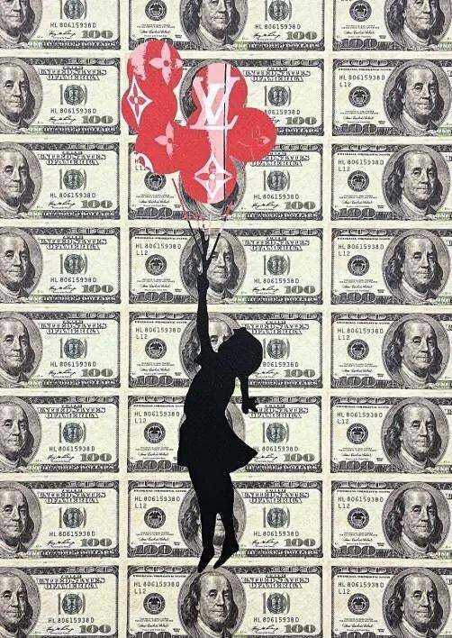 Death Nyc — Flying Balloon Girl Louis Vuitton & Dollar Motif, Limited Edition Print photo furniture