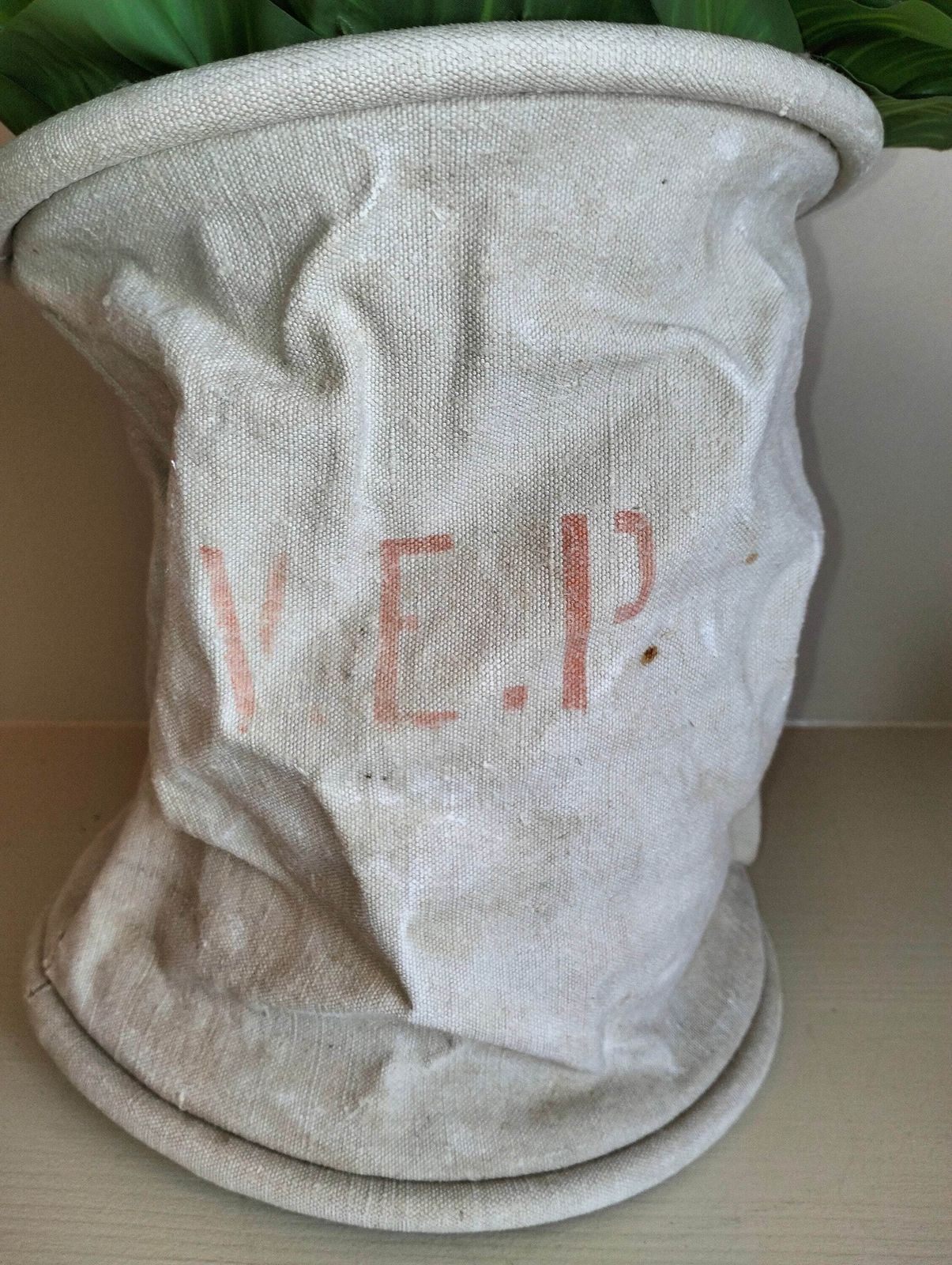 Antique French Linen Fire Bucket | Ww2 Era Water Bag, Rustic Decor photo furniture