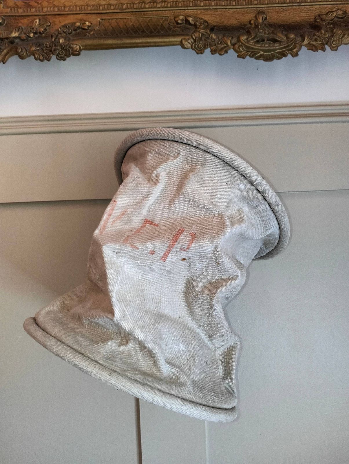 Antique French Linen Fire Bucket | Ww2 Era Water Bag, Rustic Decor photo Home Decor