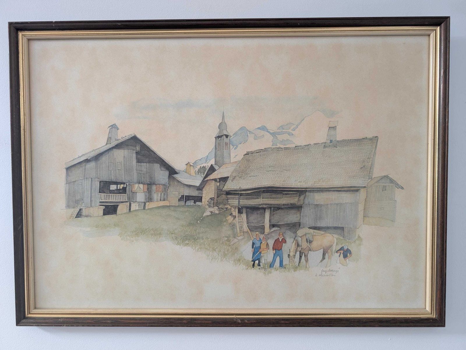 Guy Ameye Signed Vintage Artwork (1 Of A Pair). Art, Painting, Drawing.