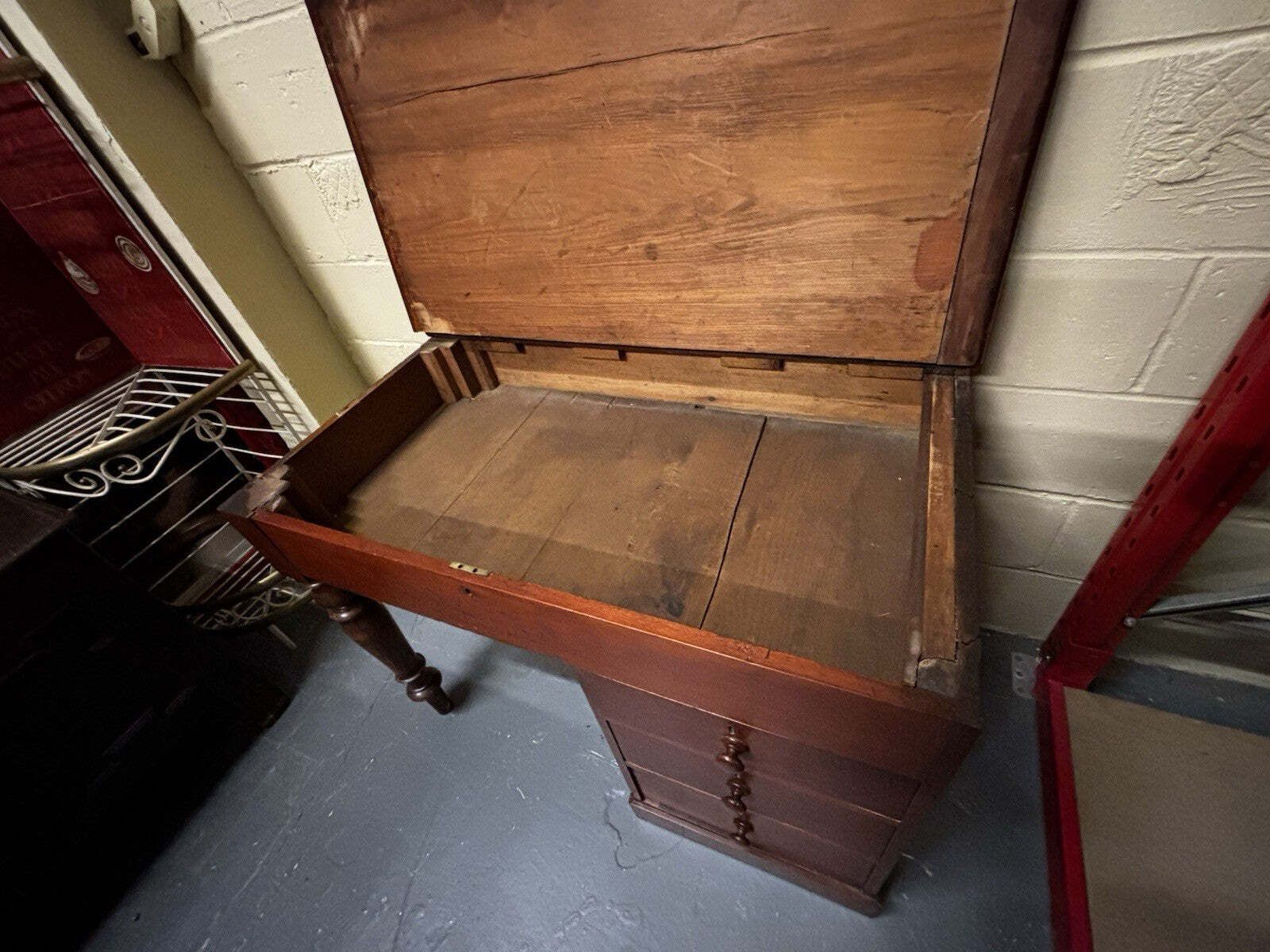 Victorian Mahogany Architects Desk With Drawers And Top Storage photo vinterior