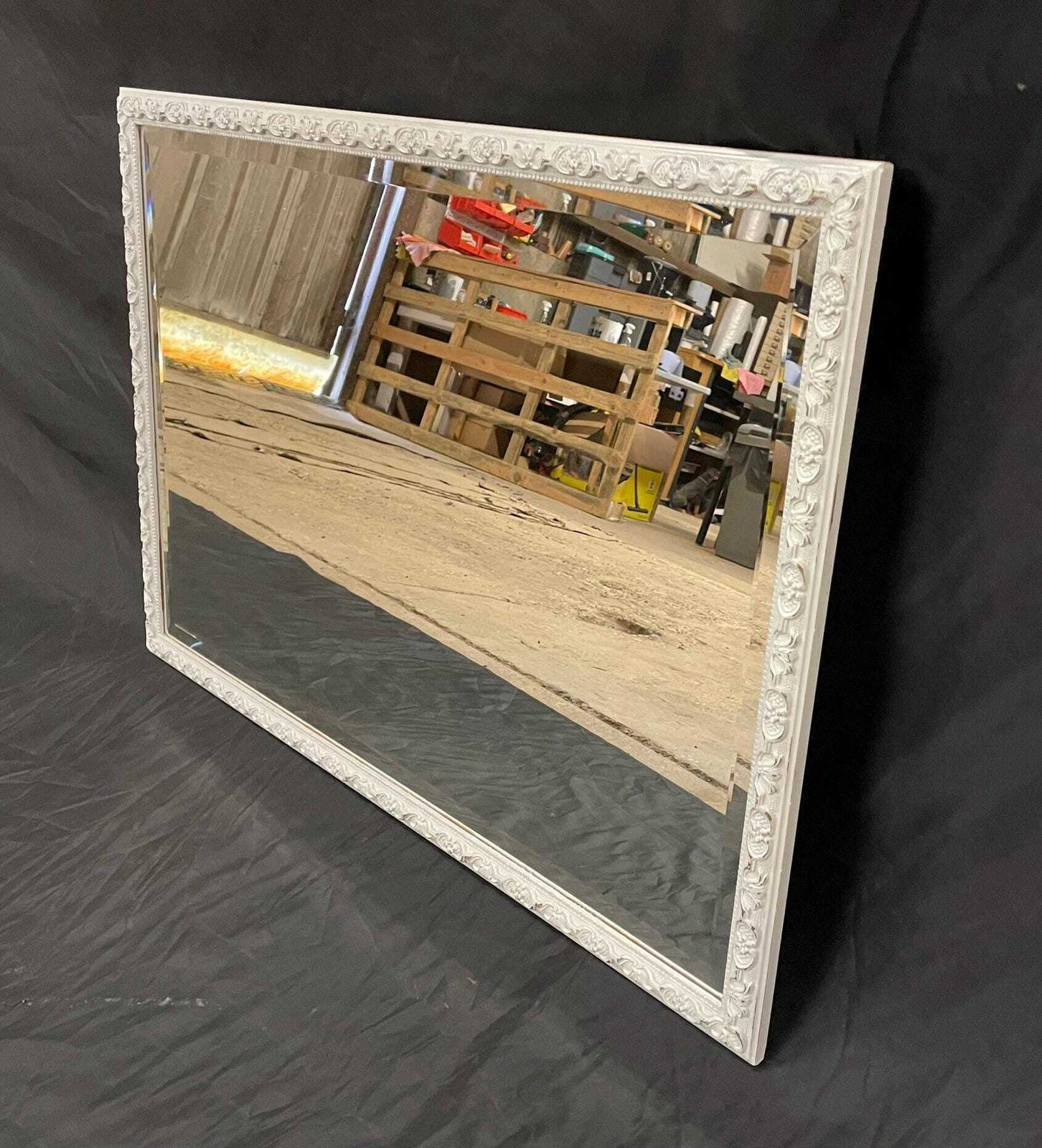 French Style Grey Bevelled Mirror | Hand Painted Antique Finish photo 95.0