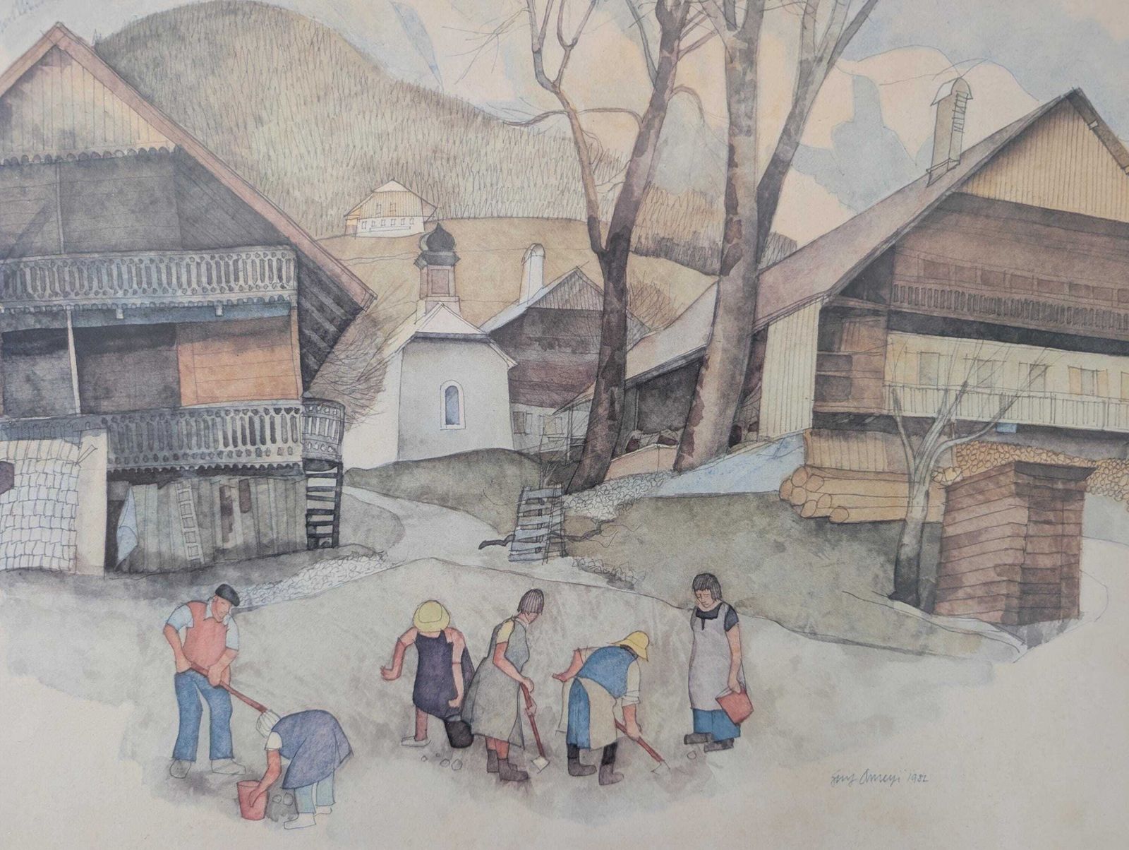 Guy Ameye Signed Vintage Artwork (1 Of A Pair). Art, Painting, Drawing. photo Art