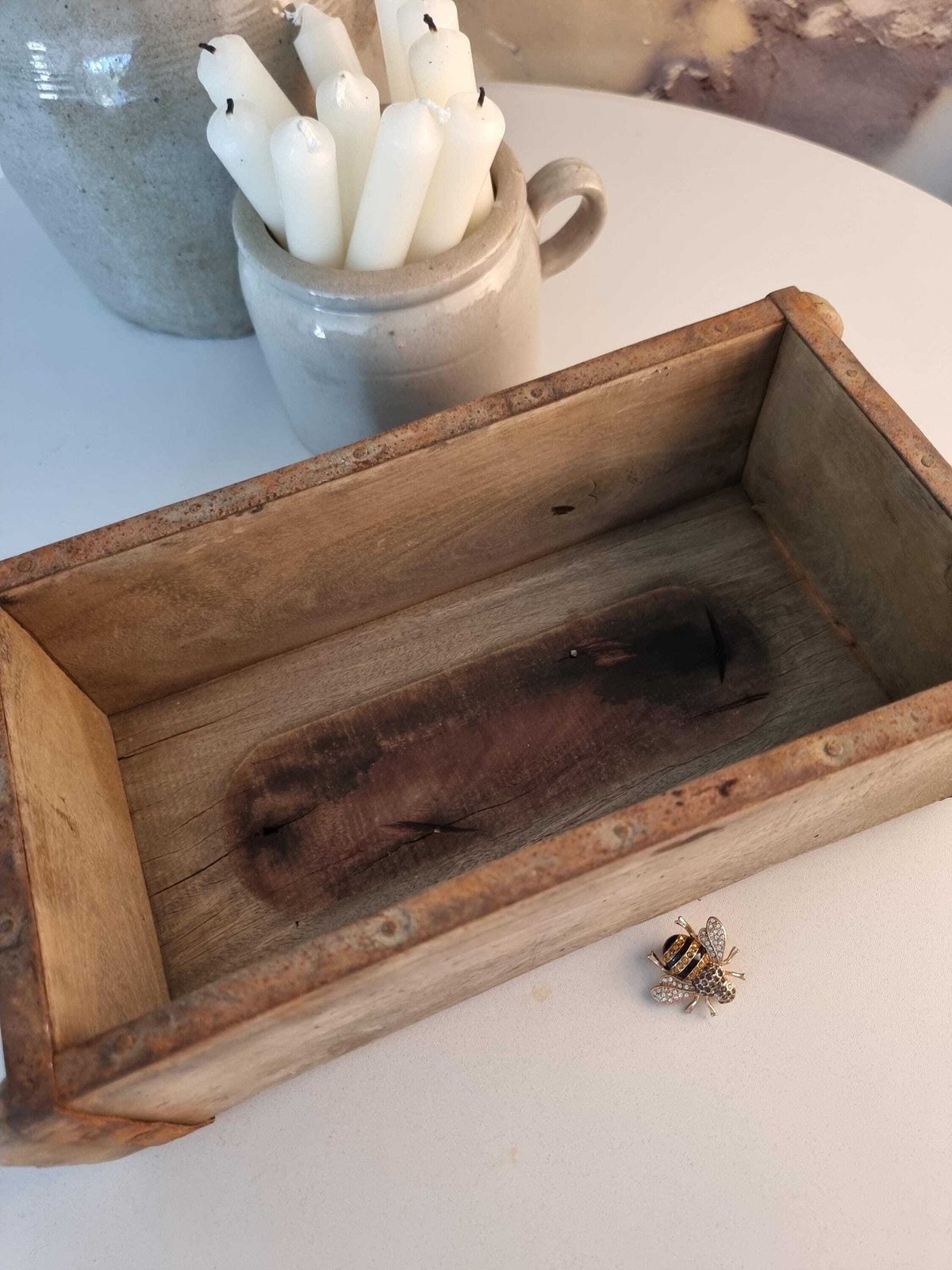 photo furniture Antique Wooden Brick Mold, Rustic Farmhouse Home Decor, Planter