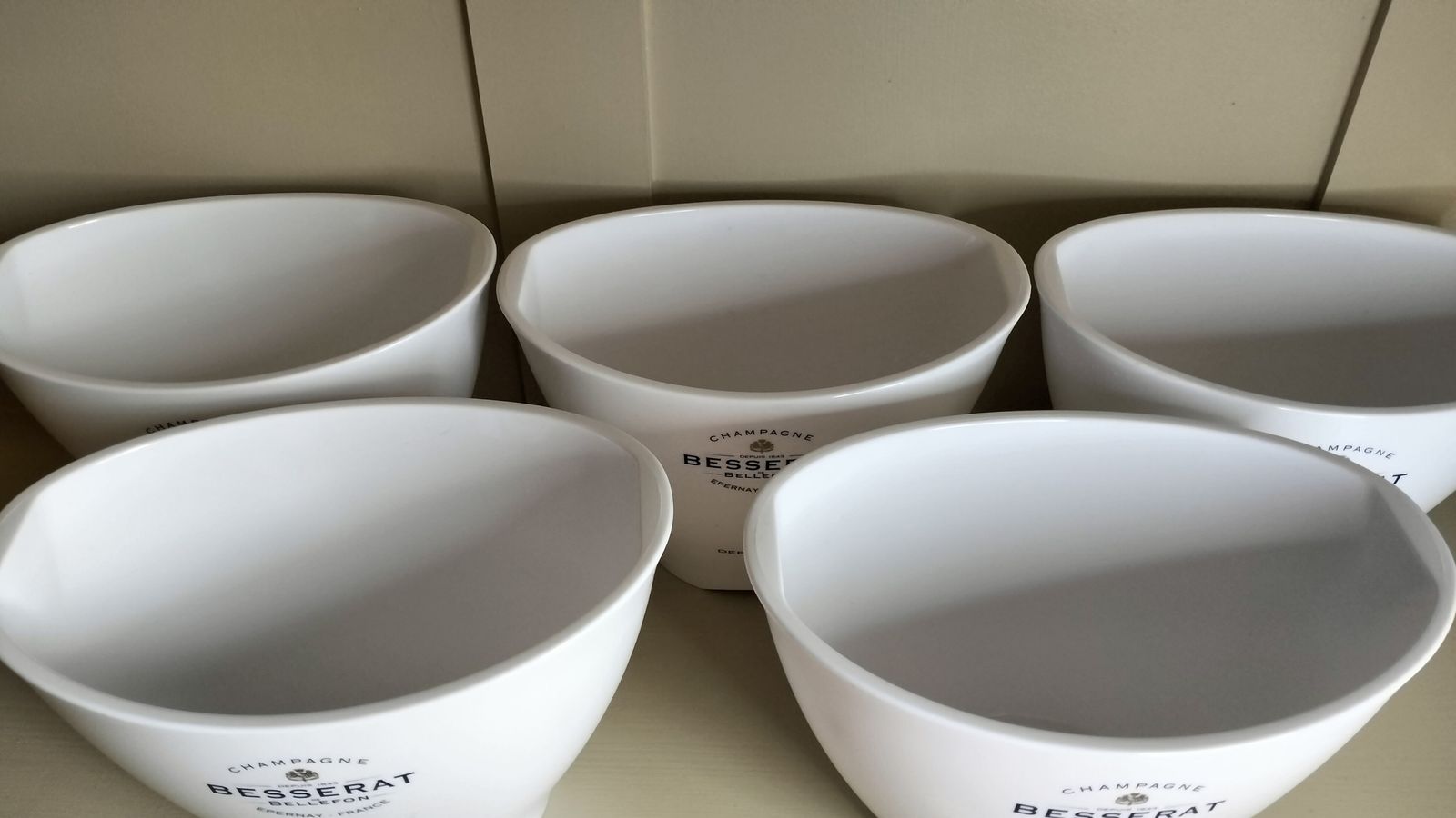 photo for sale Vintage Besserat De Bellefon Champagne Bucket, White French Ice Bucket