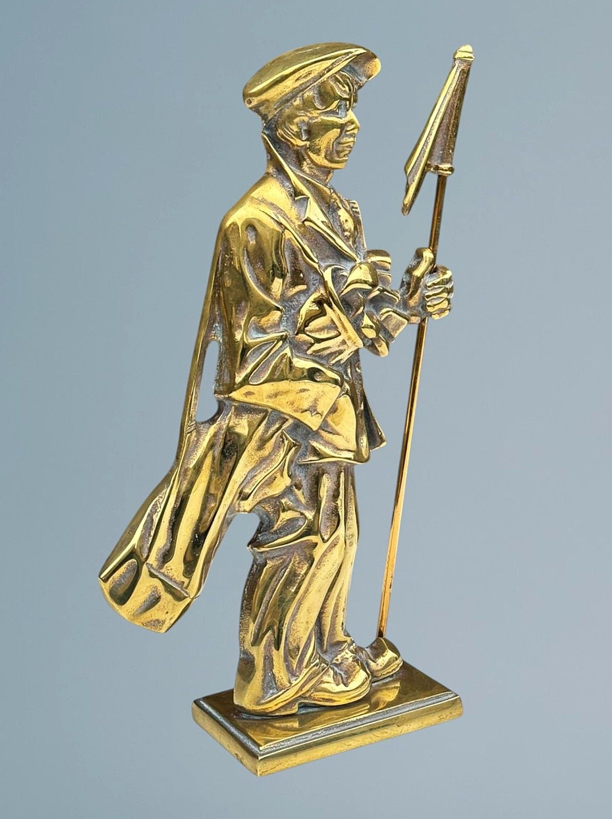 Antique 19th Century Brass Golfer Door Stop photo for sale
