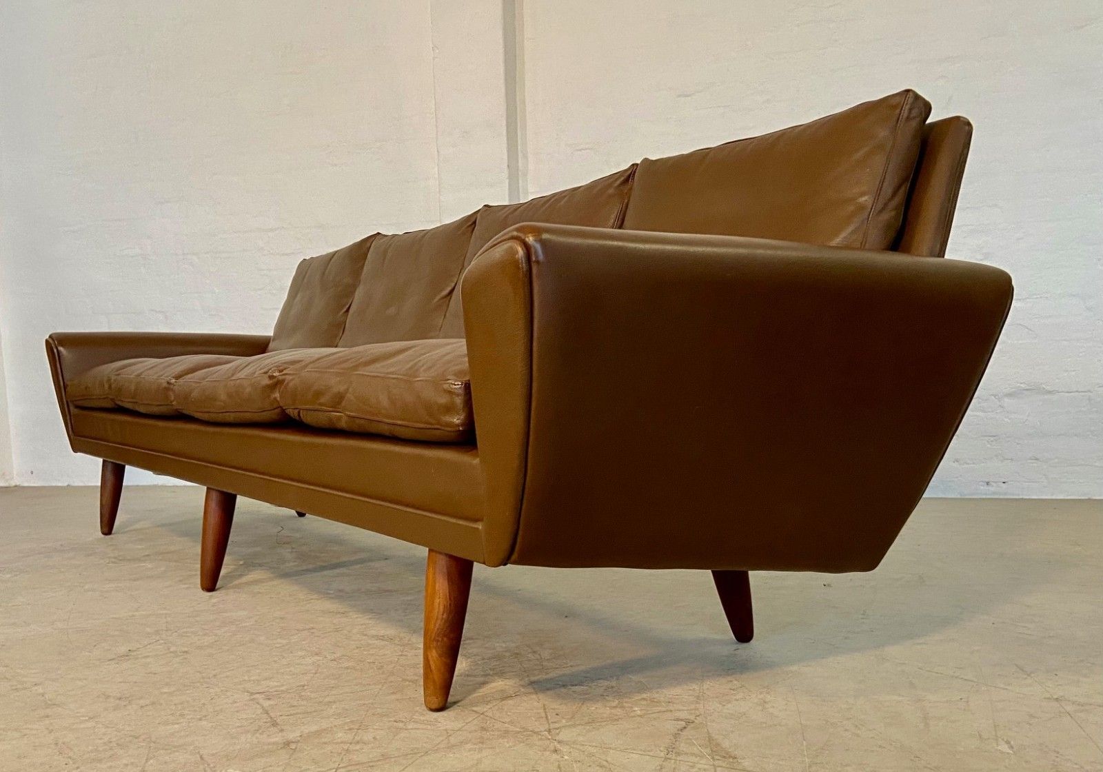 photo furniture Vintage Retro Danish Mid Century G. Thams  4 Person Sofa  In Brown Leather 1960