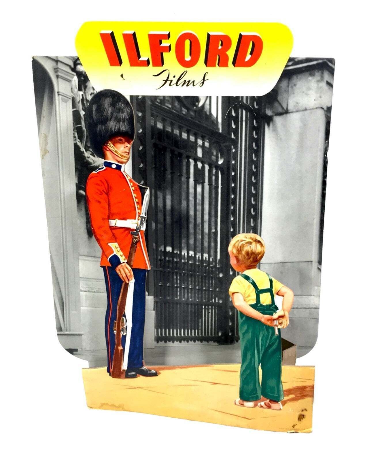 Antique Advertising Shop Display Promotional Showcard Ilford Camera Films Sign photo furniture