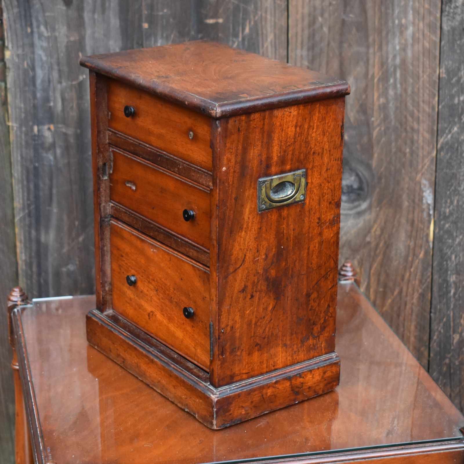 Antique Mahogany Campaign Miniature Apprentice Specimen Bank Of Drawers photo 195.0