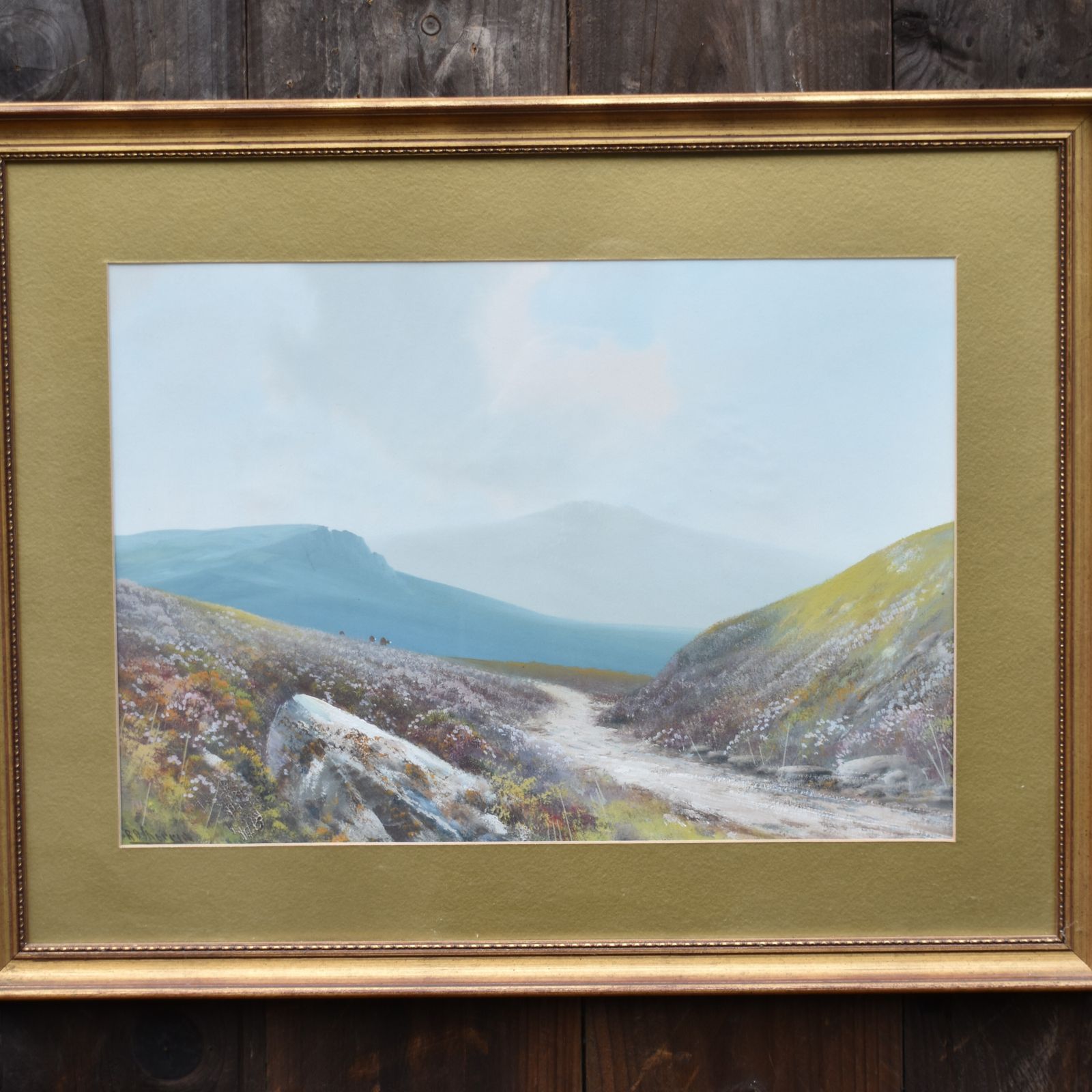 195.0 Antique Reginald Daniel Sherrin Lydford Moors Dartmoor Watercolour Painting photo