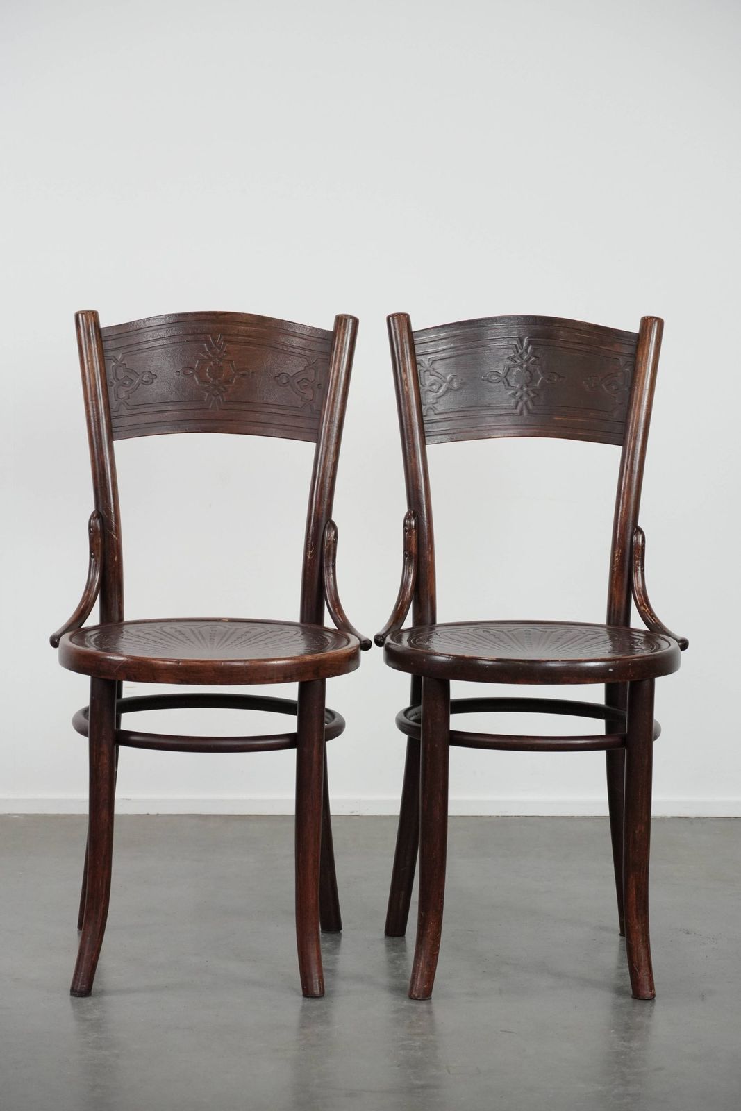 Nice Timeless Set Of Five Vintage Wooden Cosmos Bistro Design Chairs With Beautiful Carvings And Beautiful Details. photo furniture