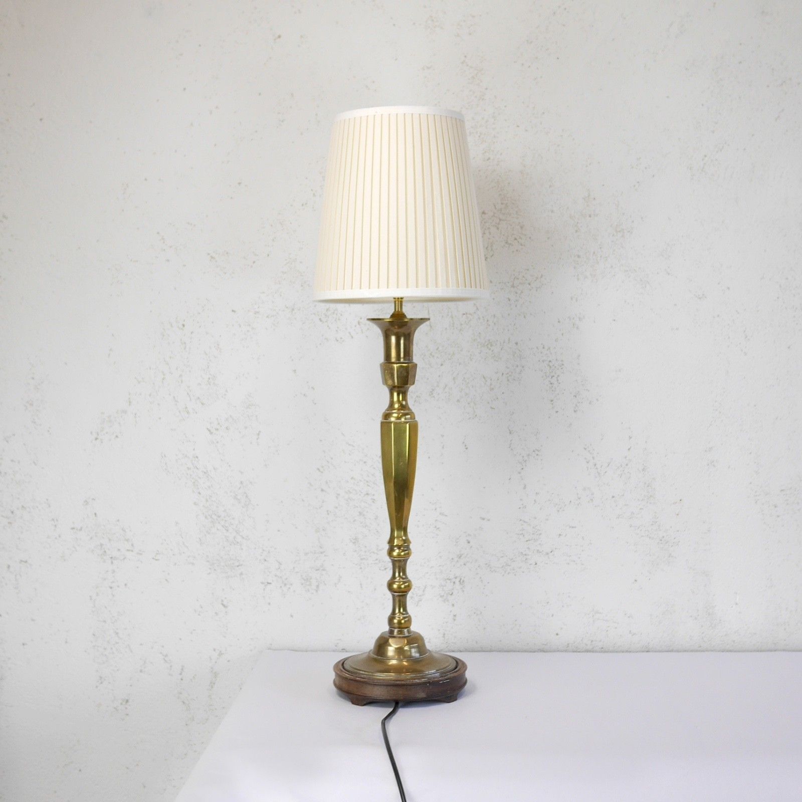 Pair Brass Candle Stick Table Lights Lamps Vintage Antique #102963 photo vinterior