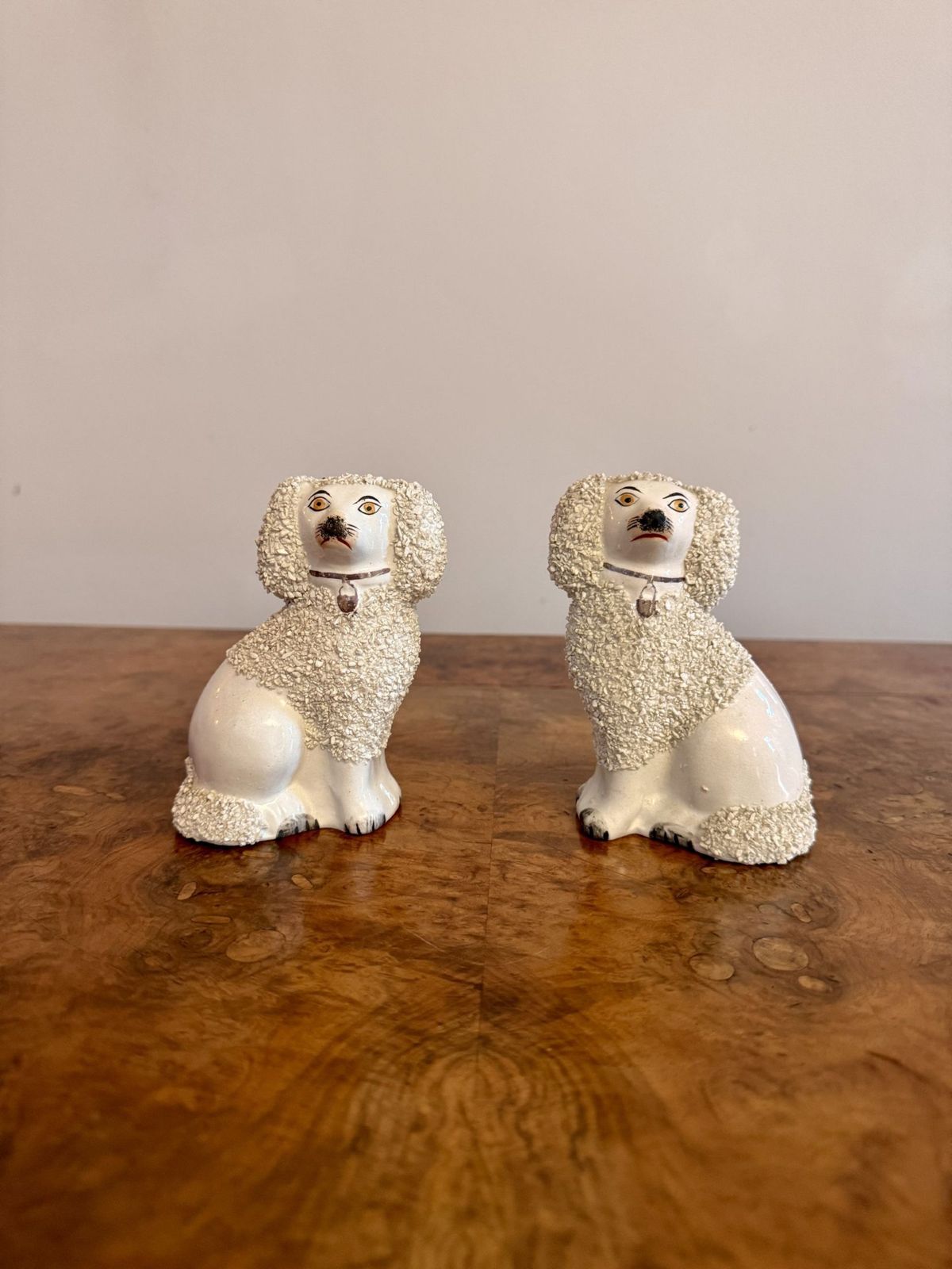 Lovely Quality Pair Of Antique Miniature Poodles photo vinterior