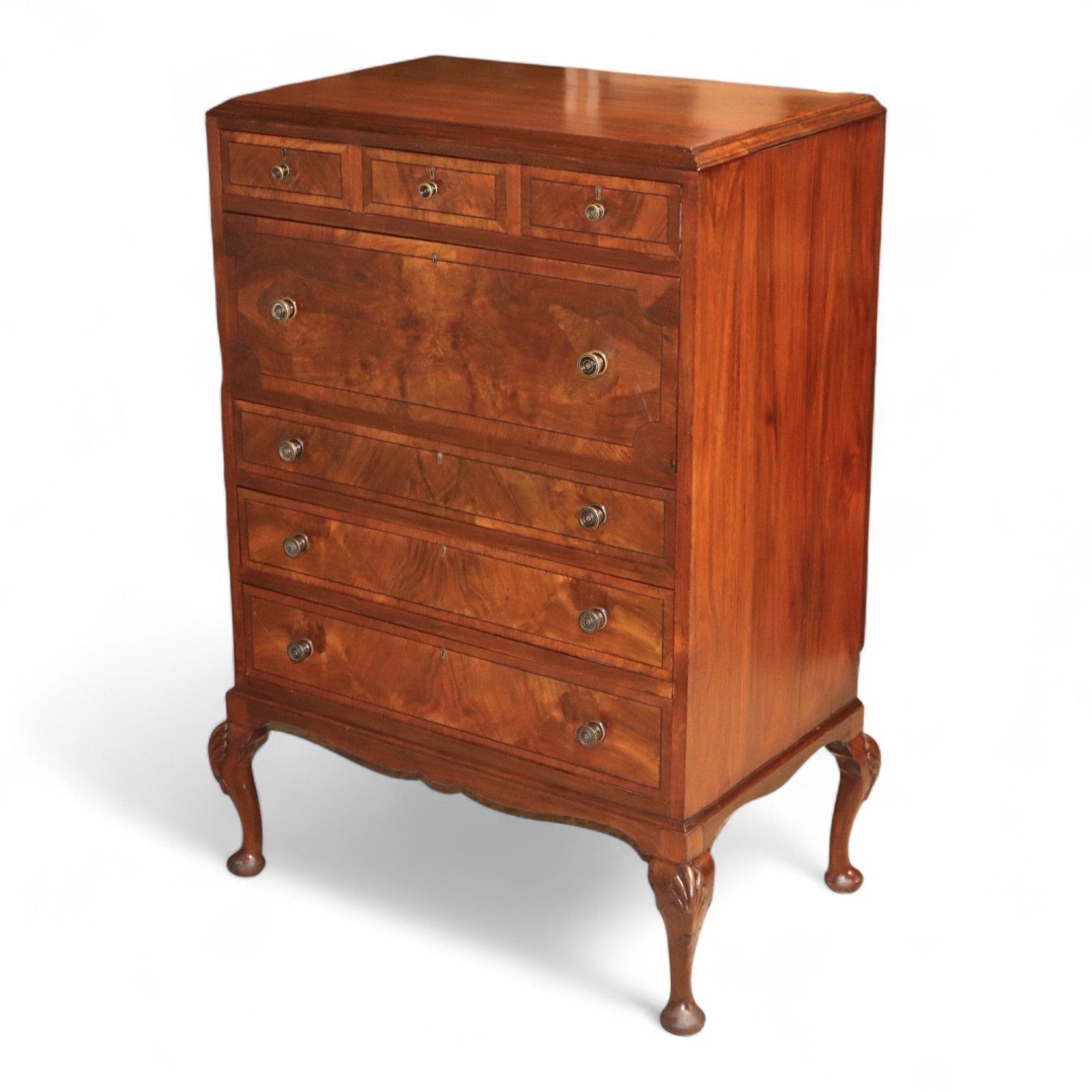 photo furniture ​19thc Walnut Secretaire Chest George II Style Bureau Desk Antique Drawers