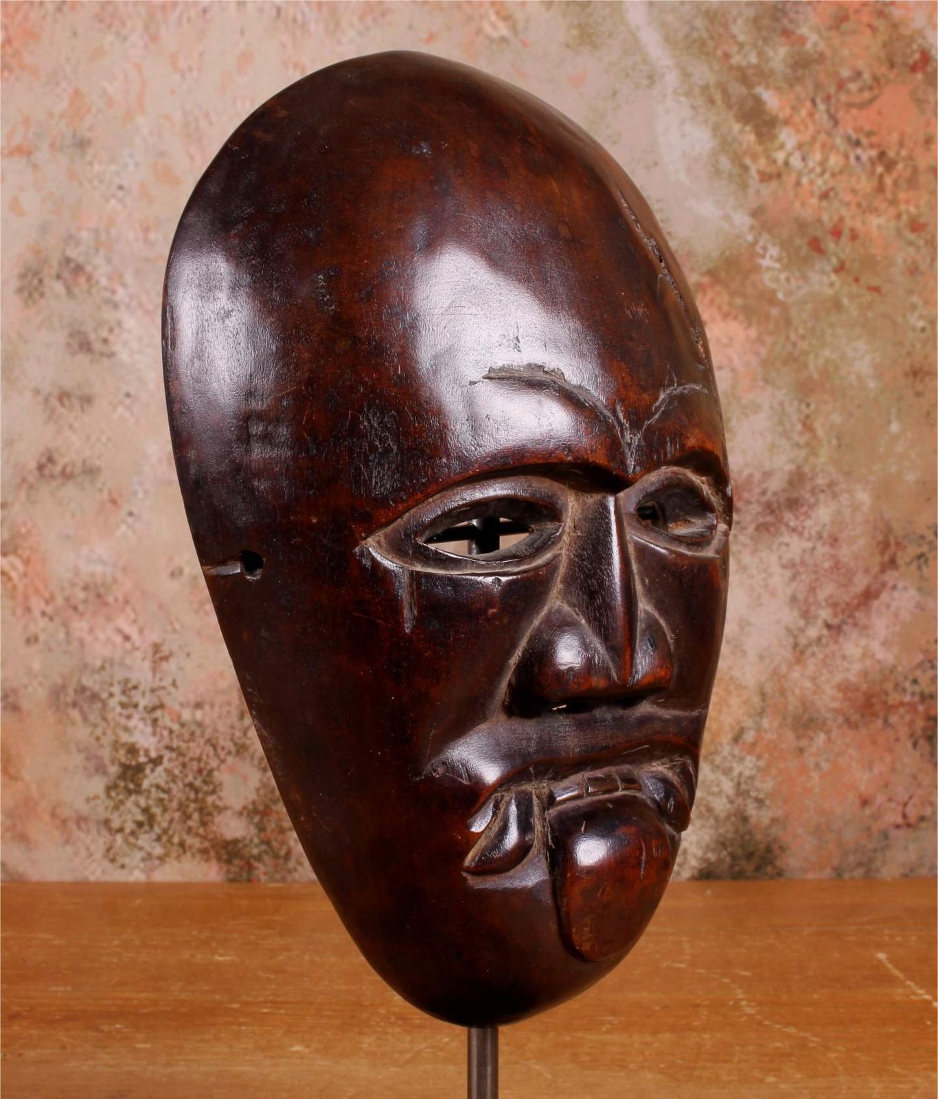 Antique Himalayan Demon Mask. 19th Century Nepalese Tibetan Wood Mask. photo for sale