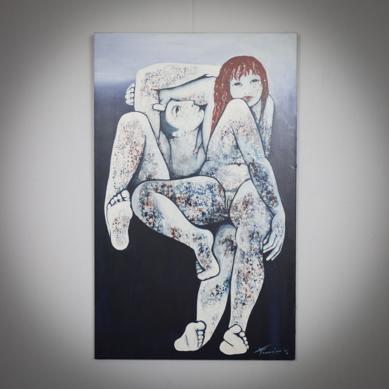 Unique Painting Of A Nude Couple By Francine Govers, Netherlands, 1991