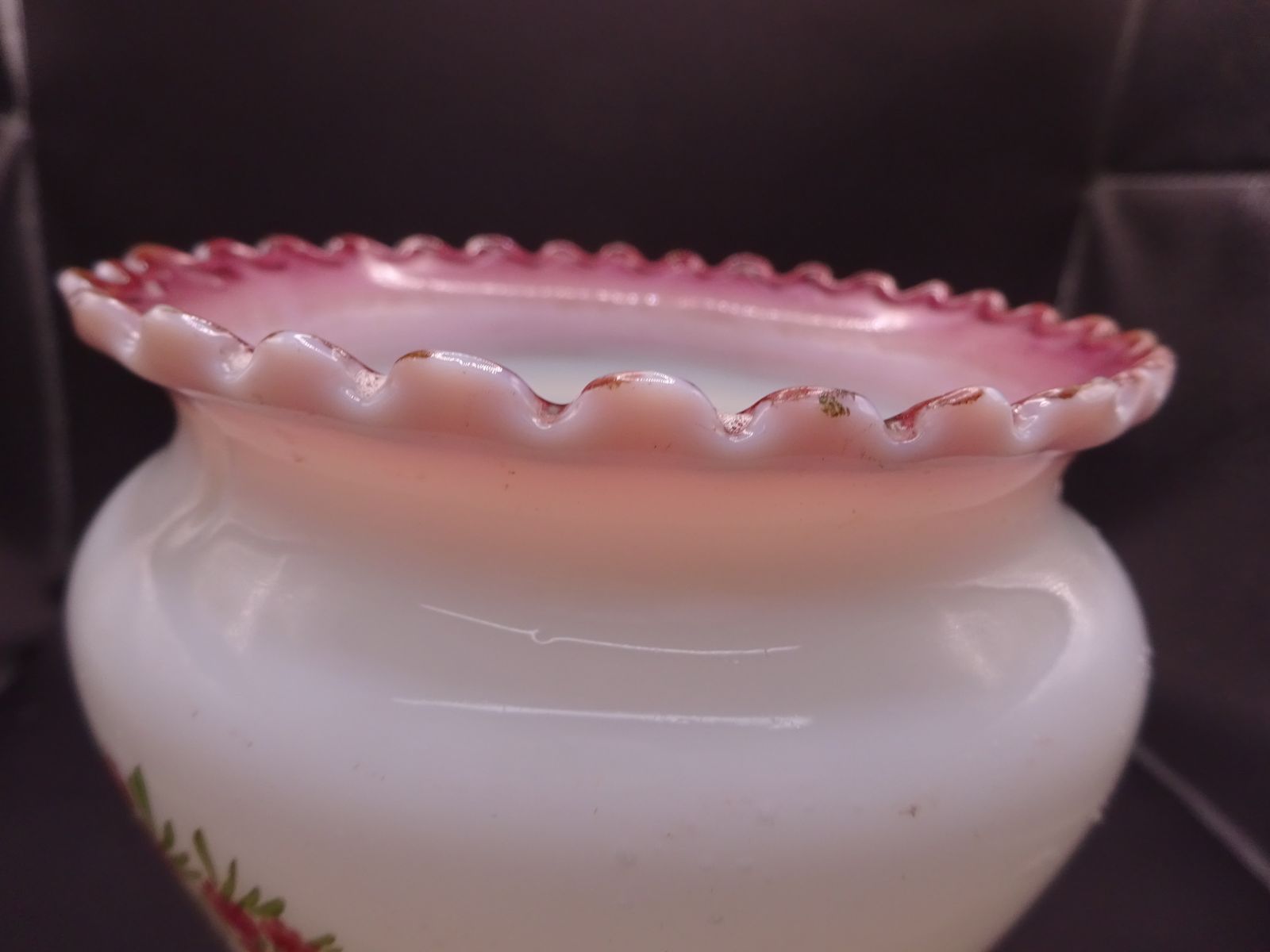 Late 1800s Early 1900s Reclaimed Floral Opal Glass Sconce Shade E27 5" photo 52.0