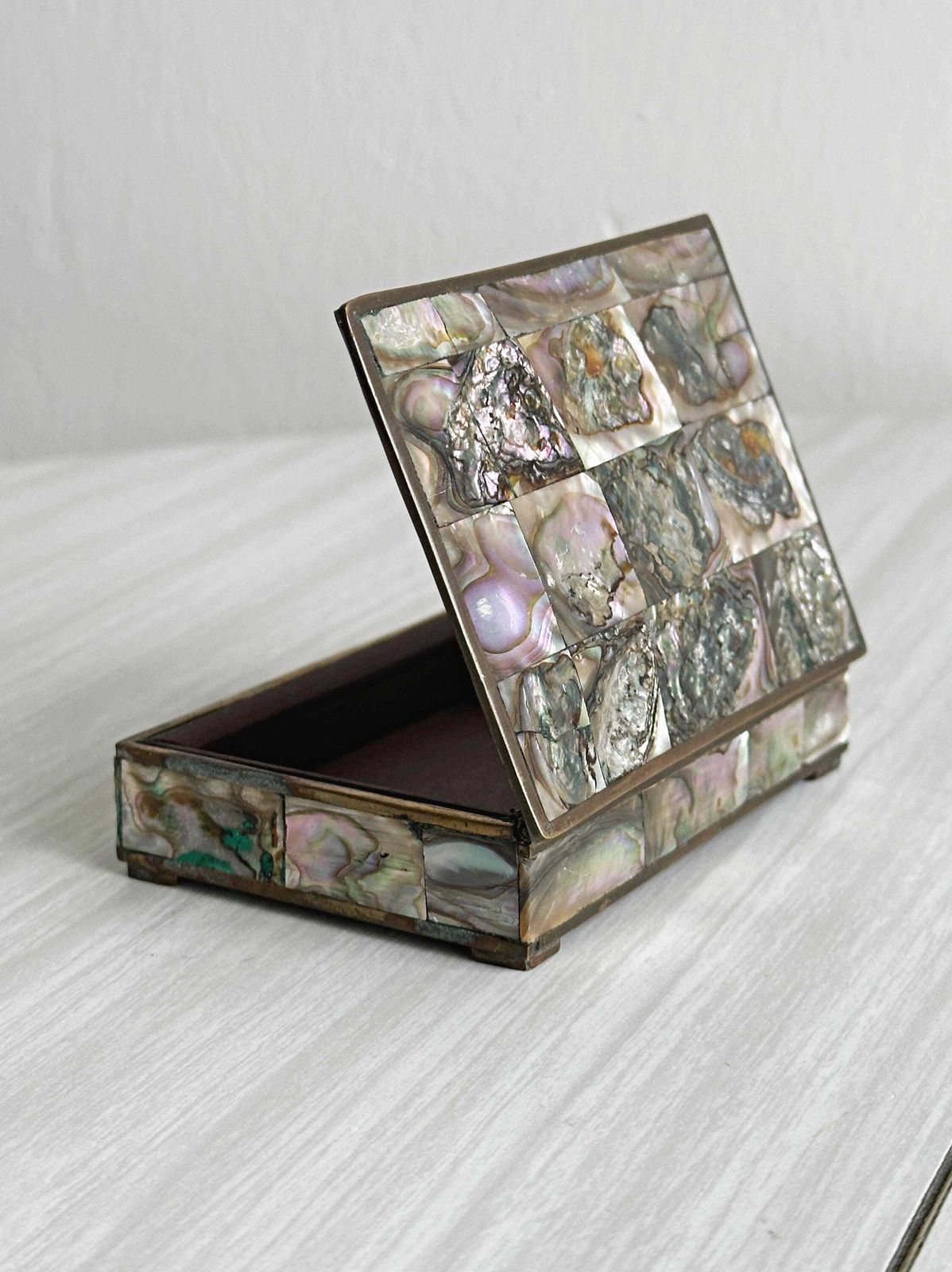 Small Decorative Mother Of Pearl And Metal Box, A Precious Case For Jewelry Or Small Items, A Refined Piece With Artisanal Charm, A Gift Idea photo Home Decor