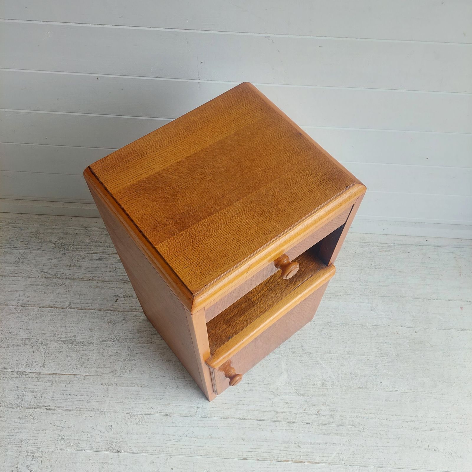 Mid Century Oak Bedside Table Cabinet Cupboard Nightstand 50s photo Furniture