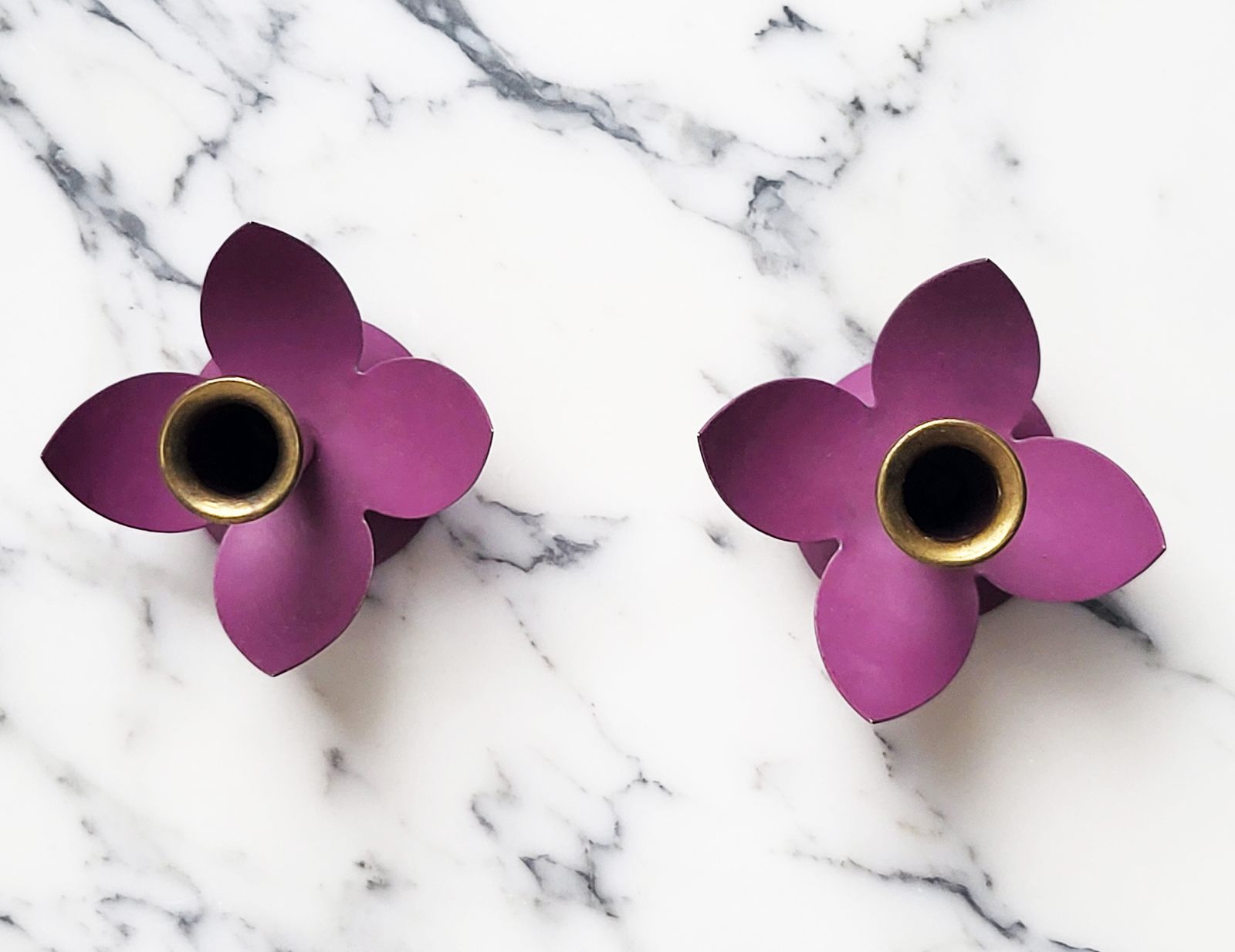 Set Of 2 Lilac Gunnar Ander Ystad Swedish Modernist Candleholders, 1950s photo Home Decor