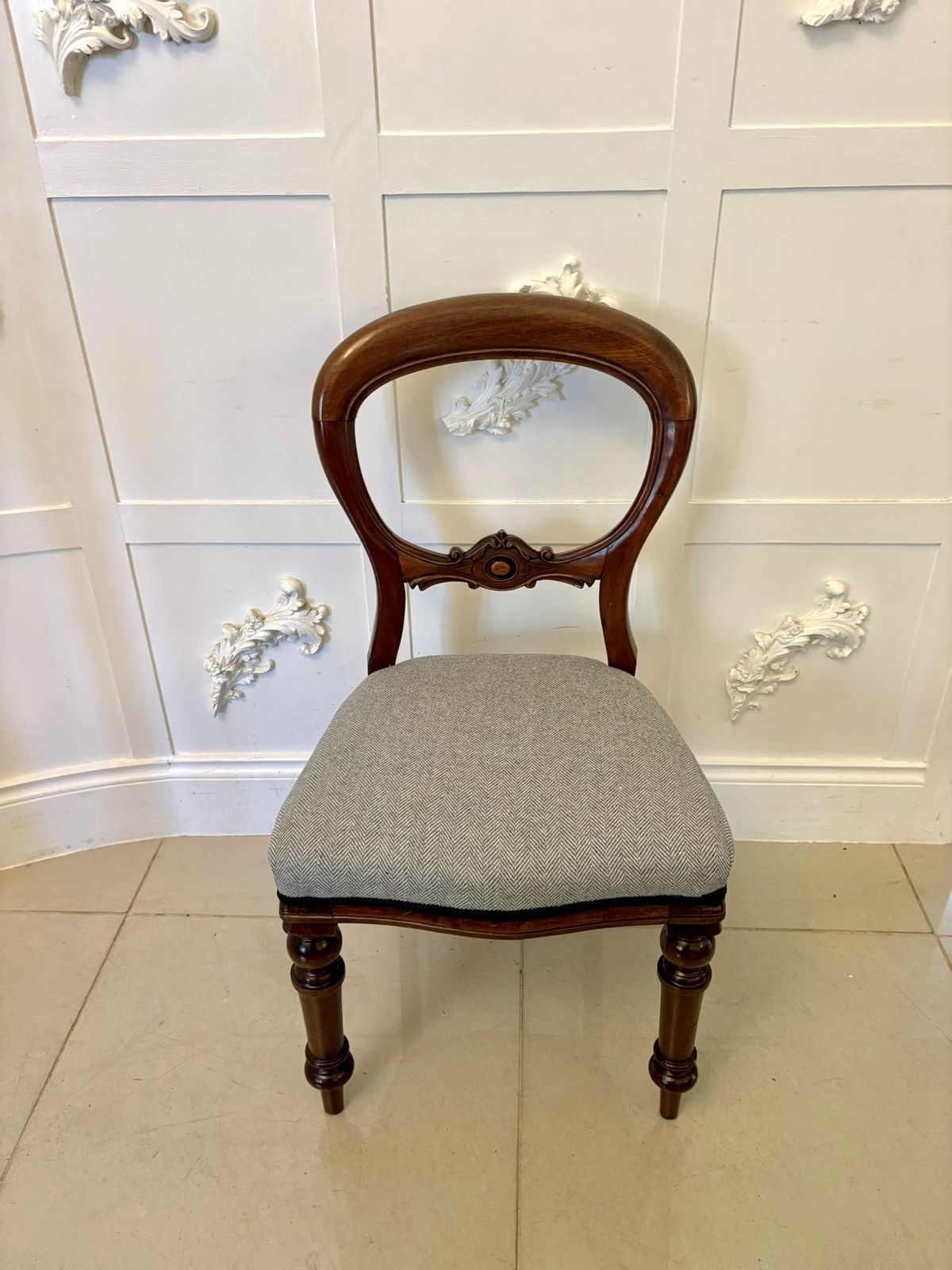 Antique Set Of Eight Quality Mahogany Balloon Back Dining Chairs photo for sale