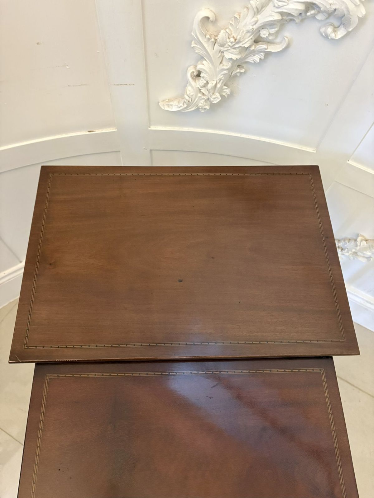 Antique Mahogany Quartetto Nest Of Tables With Satinwood Inlay photo furniture