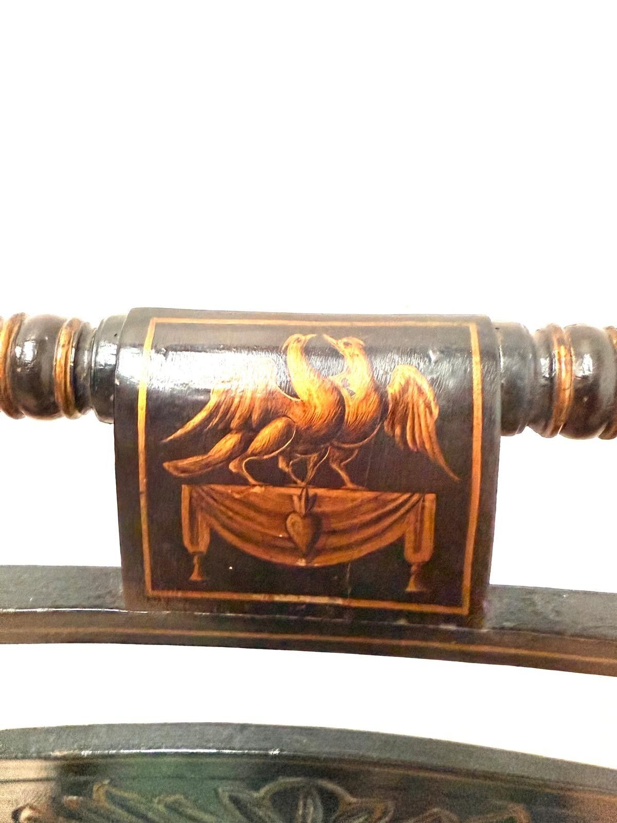 photo furniture 19th Century Regency Chair Ebonized Gilt Hand Painted 0005.