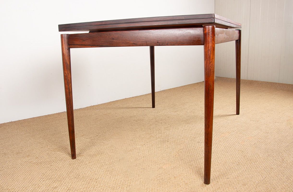 Extendable Danish Dining Table In Rosewood And Brass By Poul Volther For Frem Møbelfabrik 1960. photo vintage