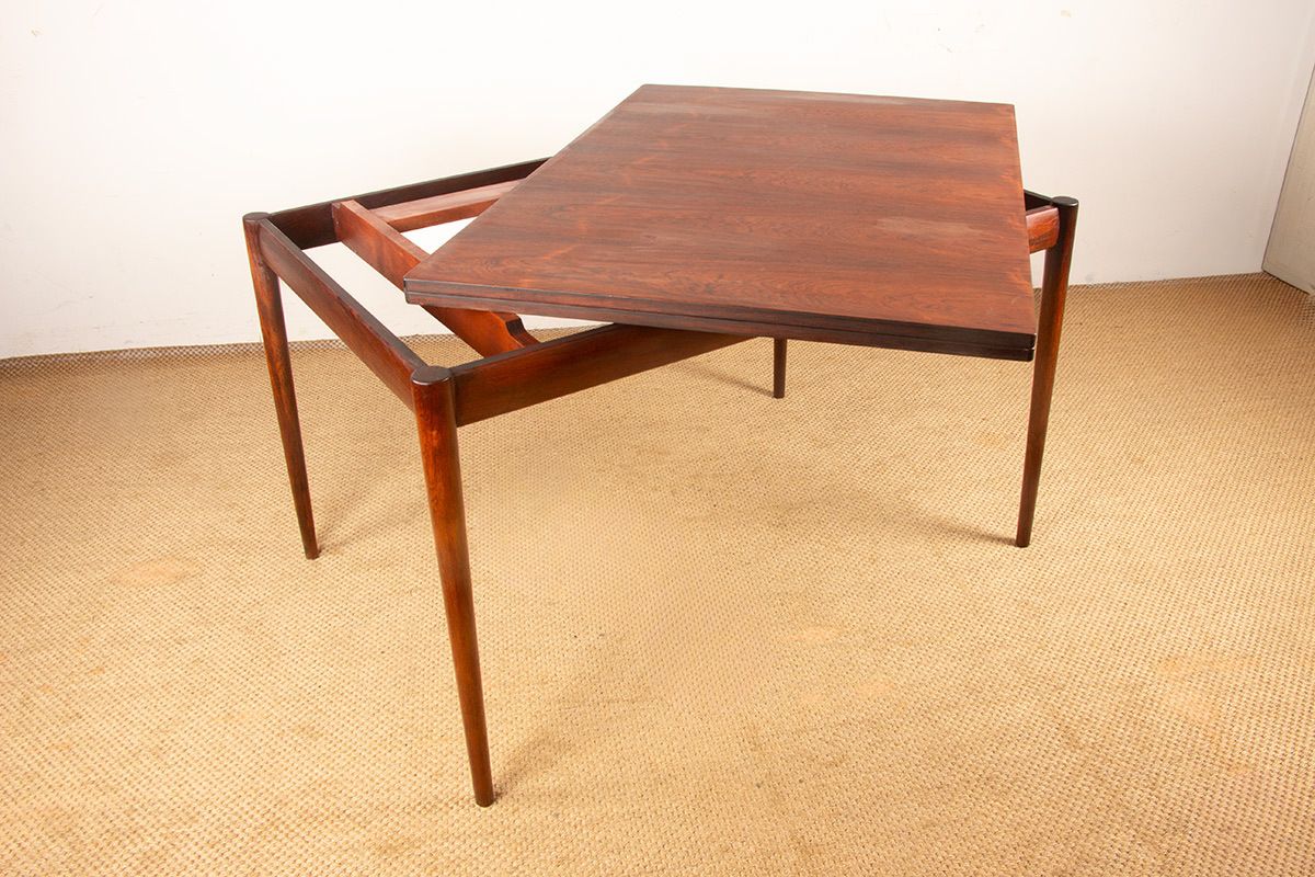 2000.0 Table à manger danoise extensible en palissandre et laiton par Poul Volther pour Frem Møbelfabrik, 1960. photo