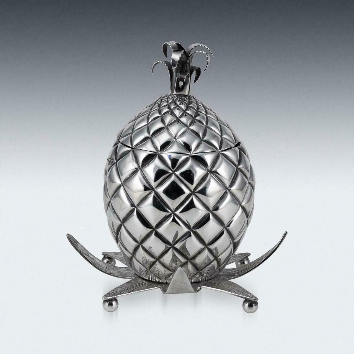 Antique 19th Century Victorian Solid Silver Pineapple Sugar Bowl & Sifter C.1877 photo vinterior