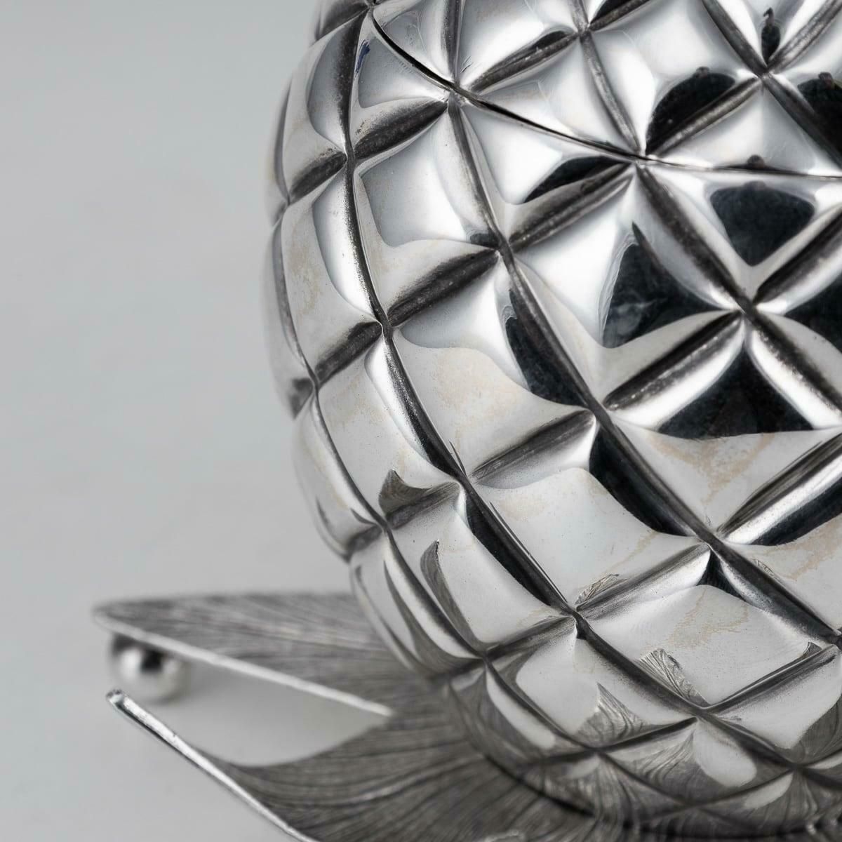 Home Decor Antique 19th Century Victorian Solid Silver Pineapple Sugar Bowl & Sifter C.1877 photo