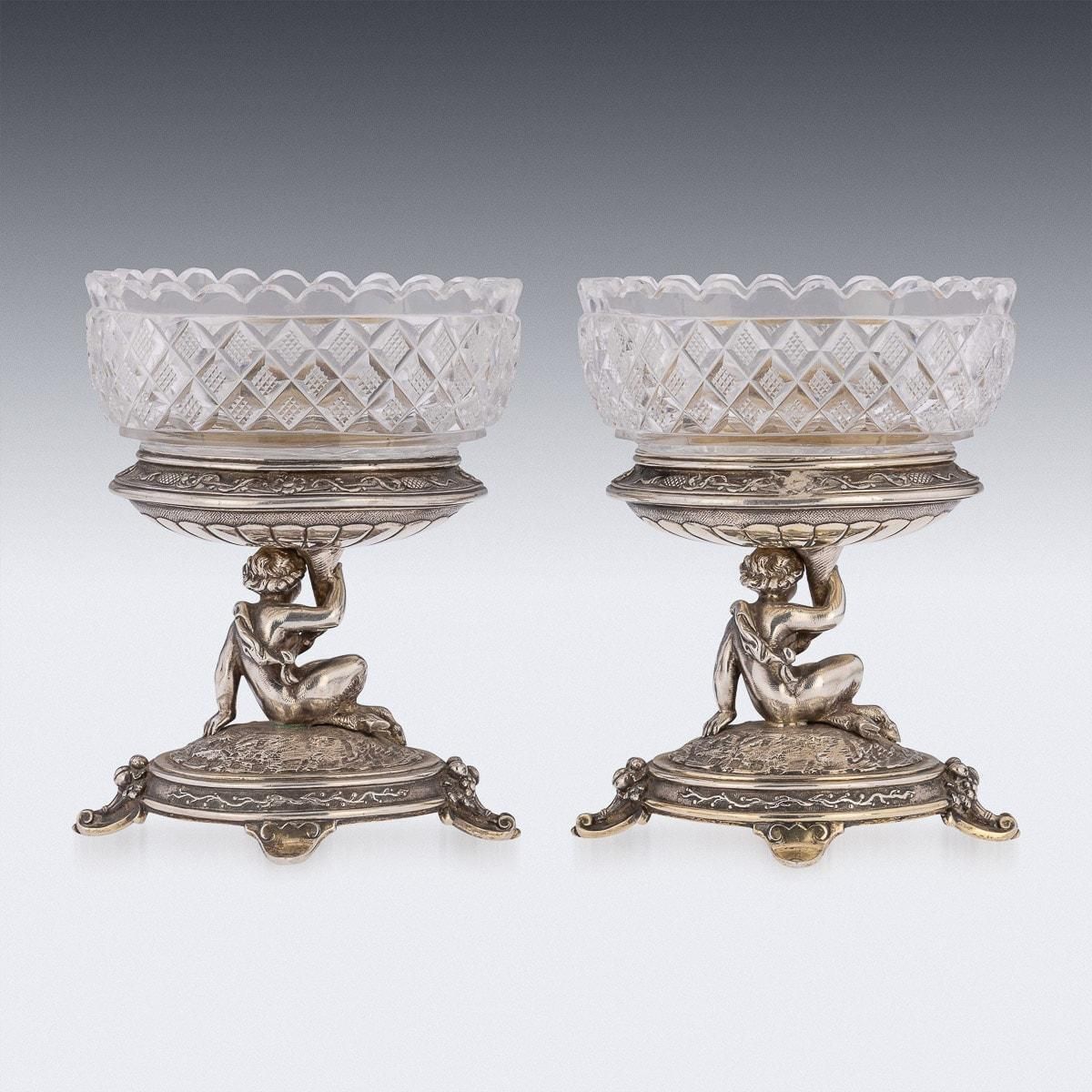 19th Century Victorian Solid Silver And Glass Figural Salts Elkington C1896 photo Home Decor