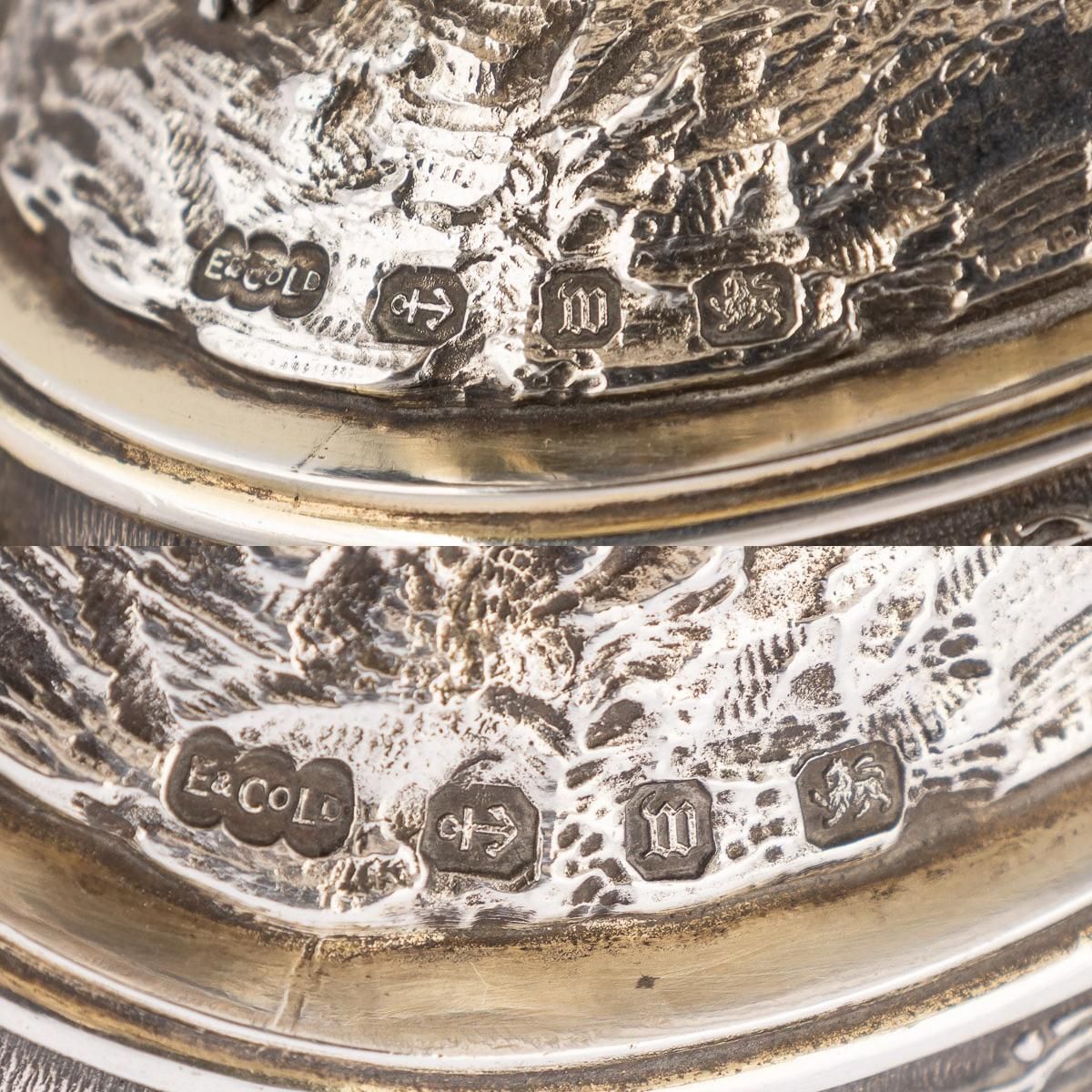 19th Century Victorian Solid Silver And Glass Figural Salts Elkington C1896 photo vinterior
