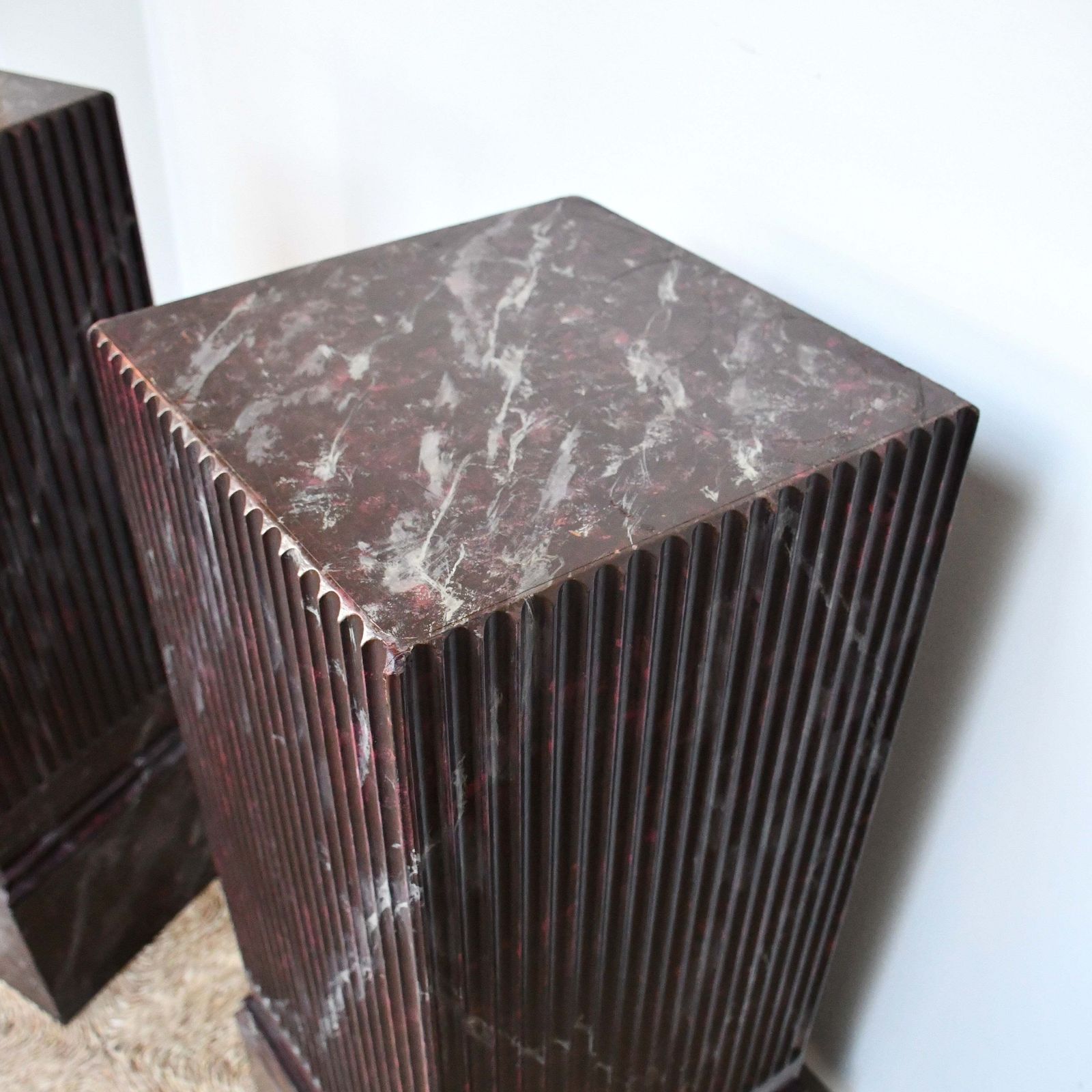 A Pair Of Vintage Faux Marble Pedestals photo vintage