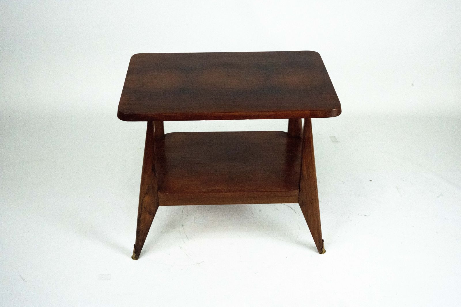 Mid Century Modern Italian Wooden Side Table. Italy 1950s photo vintage