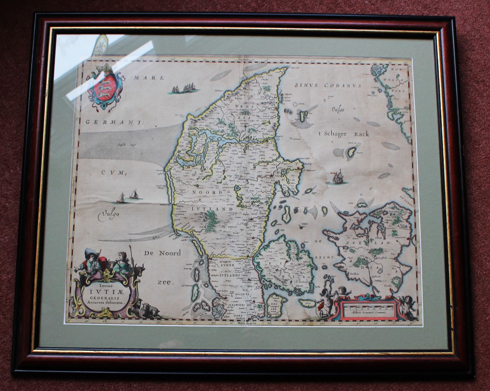 1650 Map Of Jutland ~ Denmark, 'Totius Ivtiæ Generalis Accurata Delincatio' By Jan Jansson