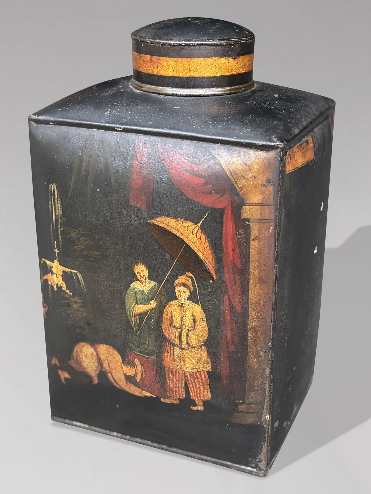 Set Of 3 William IV Painted Toleware Tea Canisters photo Home Decor
