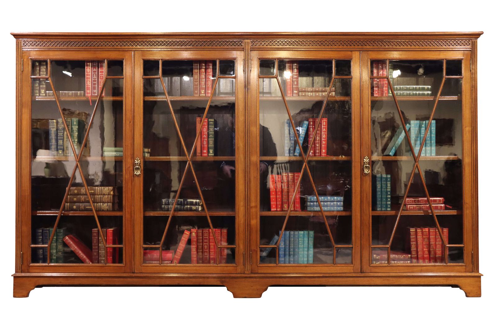Large Edwardian Walnut Astragal Glazed Four Door Bookcase, S & H Jewell, C.1900